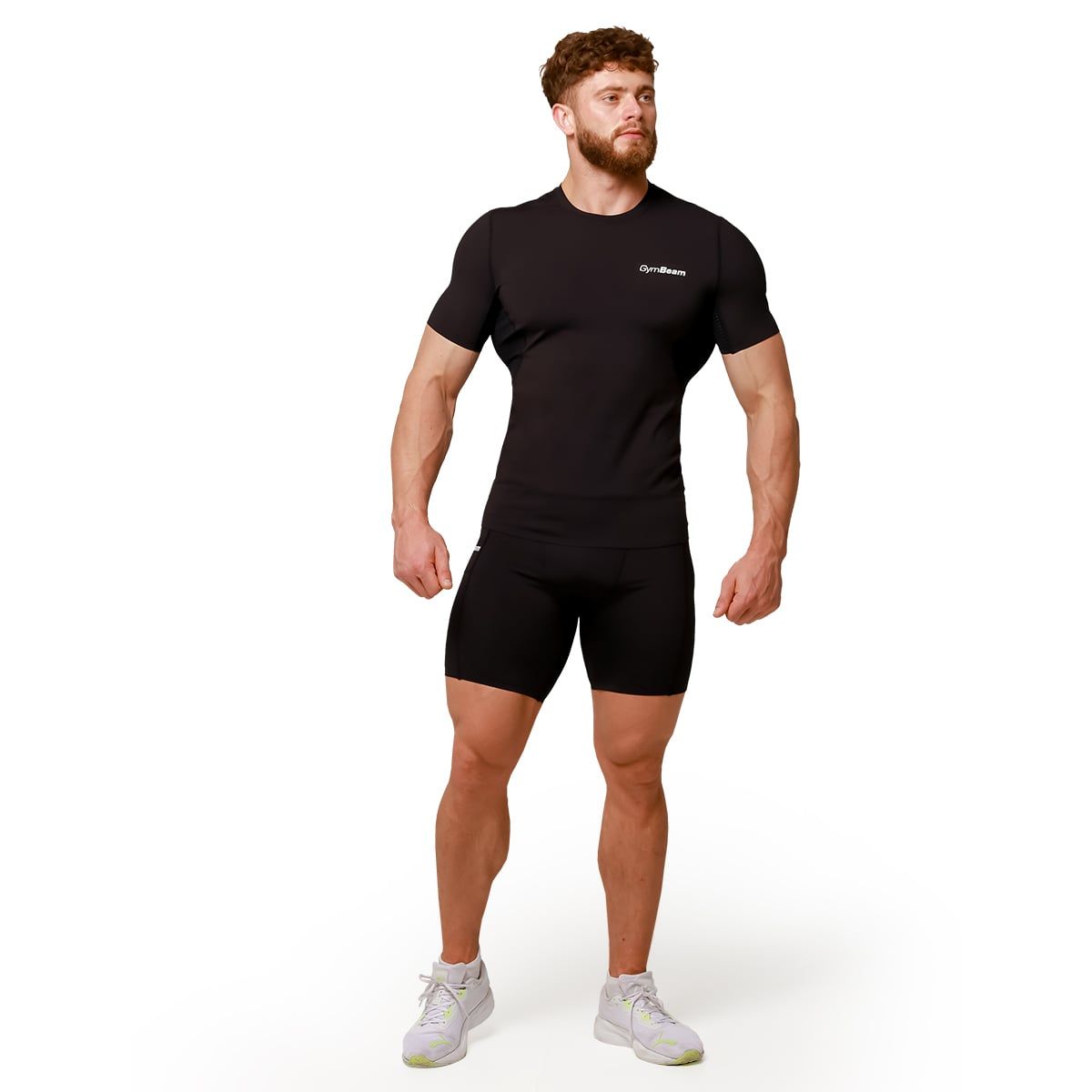 GymBeam Shorts Herren Slim mit Taschen Black Mid Kompression
