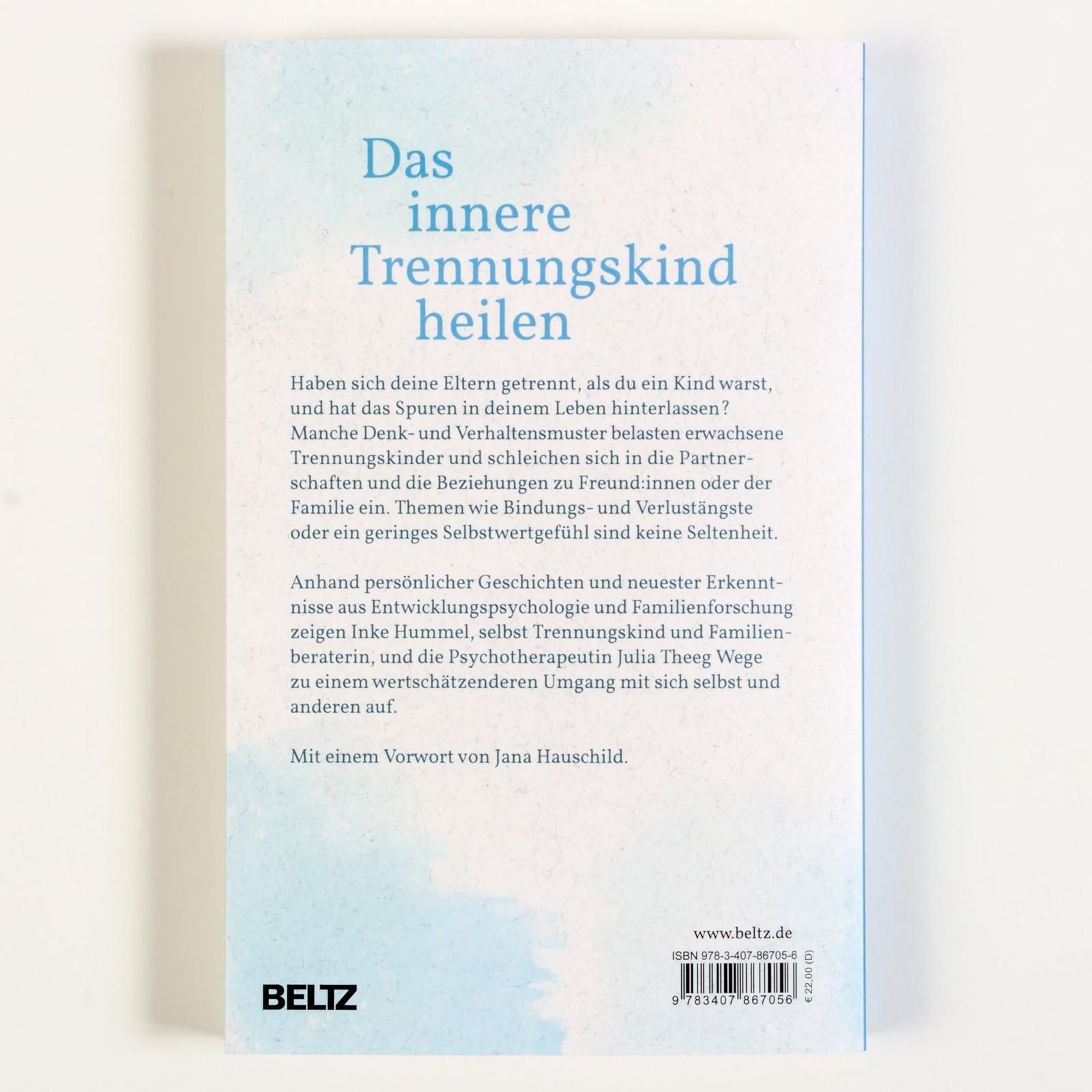 Rückseite des Buches "Wir erwachsenen Trennungskinder". Text über das Thema. Verlag BELTZ. ISBN-Code.