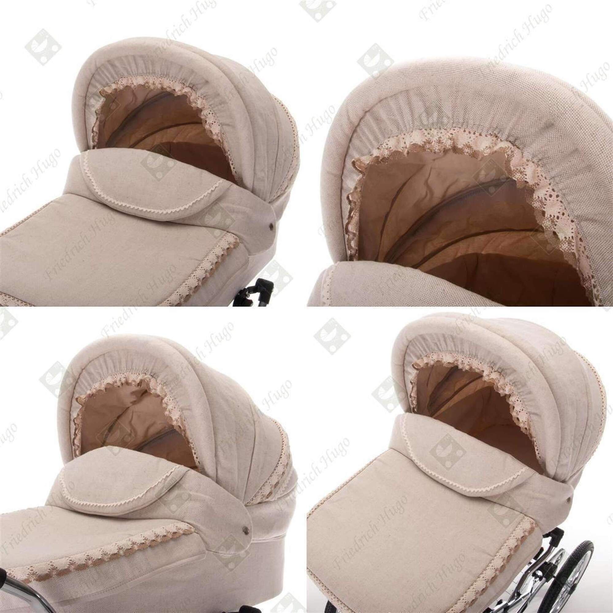 Friedrich Hugo Natureline 2 in 1 Kombikinderwagen Öko Nostalgie Kinderwagen, Edward Silver