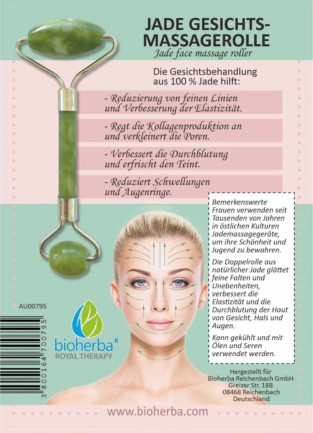 Bioherba Jade Gesichtsmassagerolle Gesicht-und Hautpflege