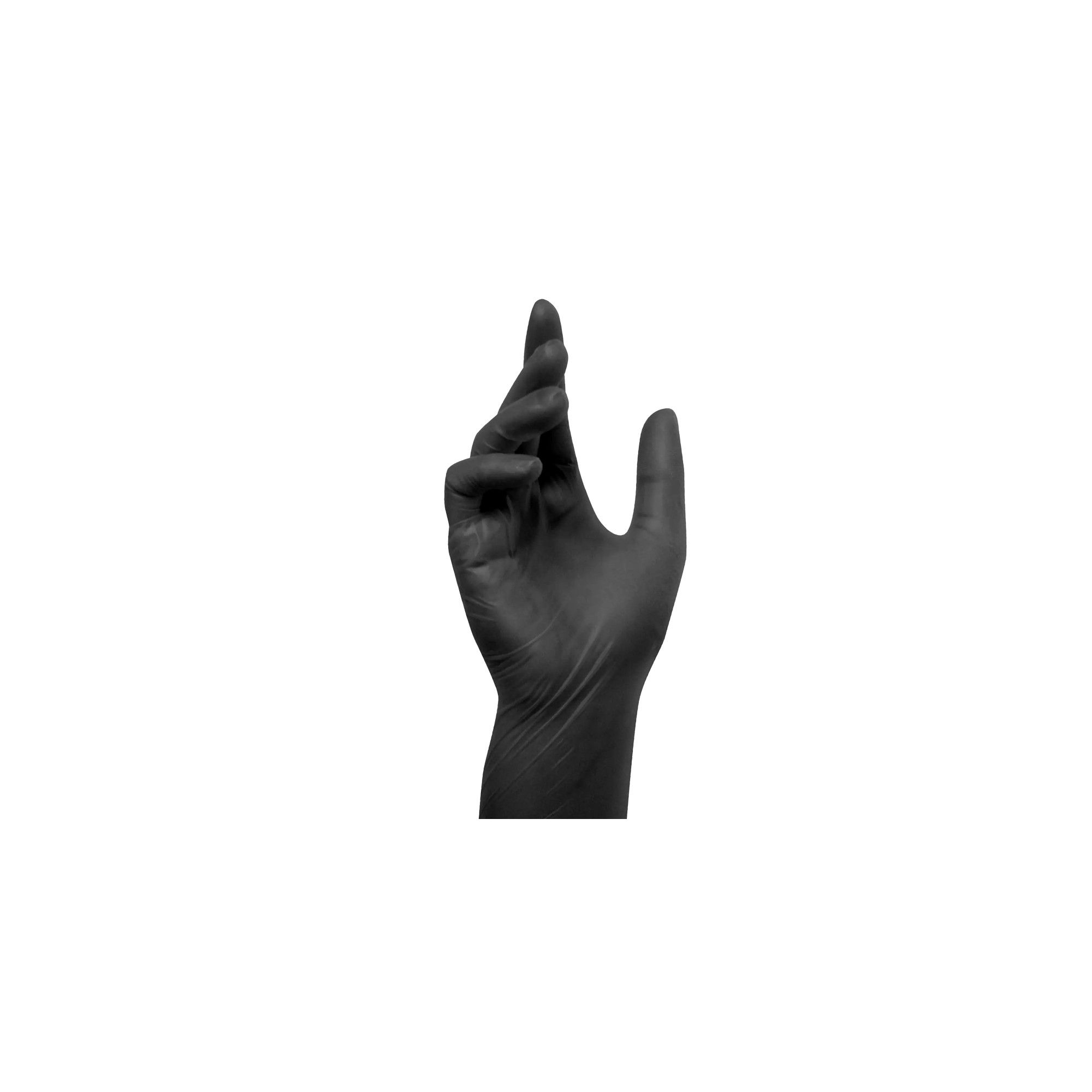 Schwarzer Vinyl-Nitril-Untersuchungshandschuh, Hand offen.