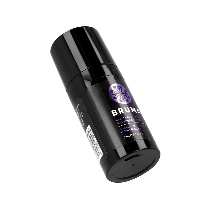 Schwarze Flasche mit BRUMA Astringent Cream Aufschrift und 15ml Inhalt.
