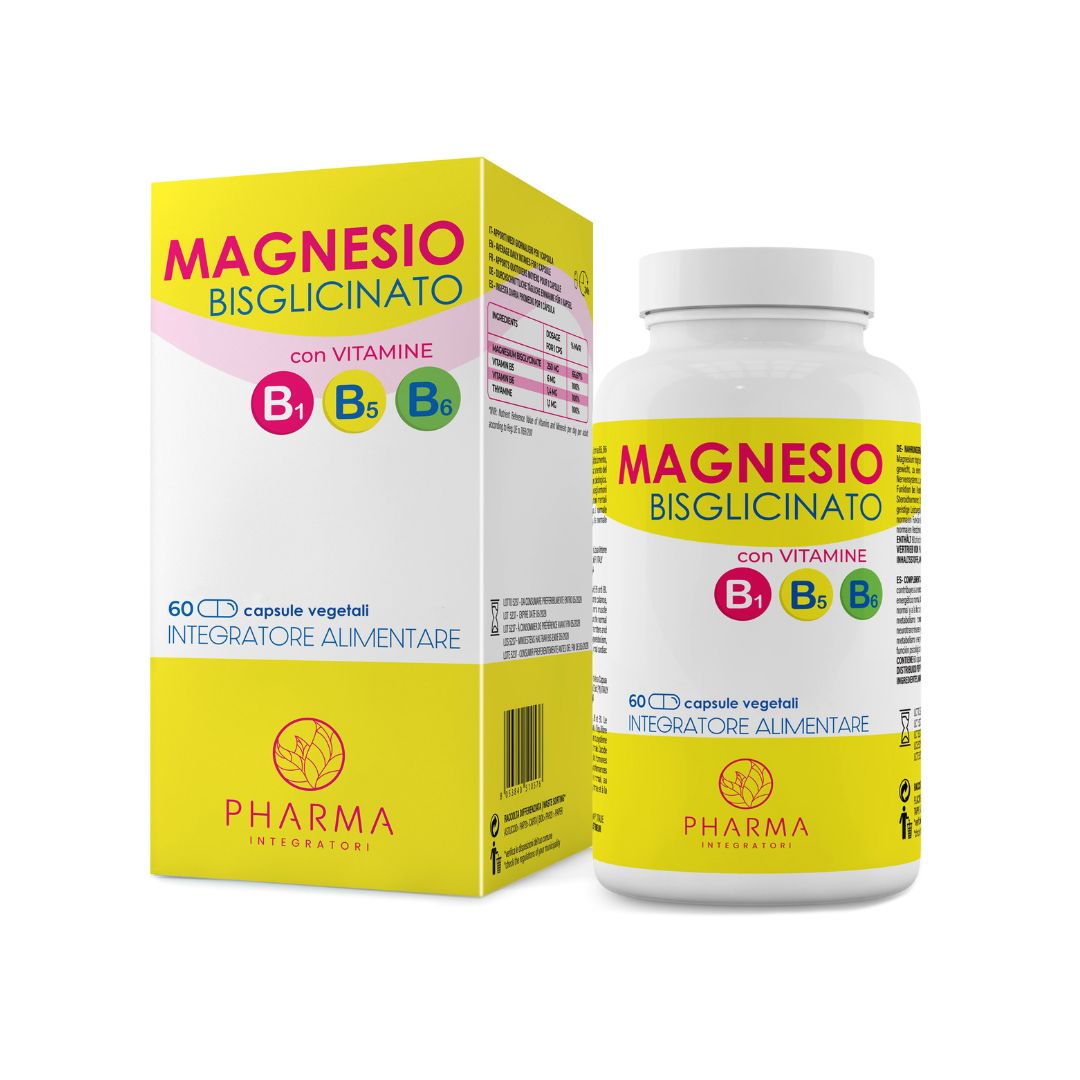 Magnesium-Bisglycinat-Ergänzung mit Vitamin B6, B1, B5 60 St Kapseln