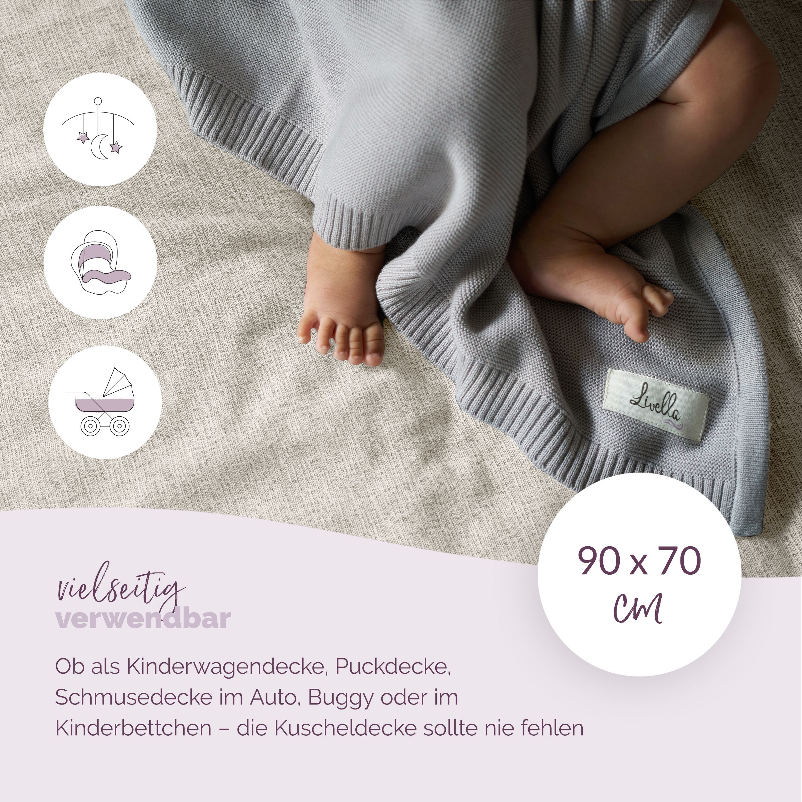 Livella Babydecke aus 100% Bio-Baumwolle