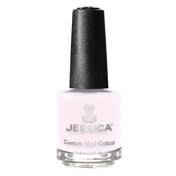 Nagellackflasche mit schwarzem Deckel. Aufschrift: JESSICA Custom Nail Colour. Inhalt: 14.8 ml / 0.5 fl oz.