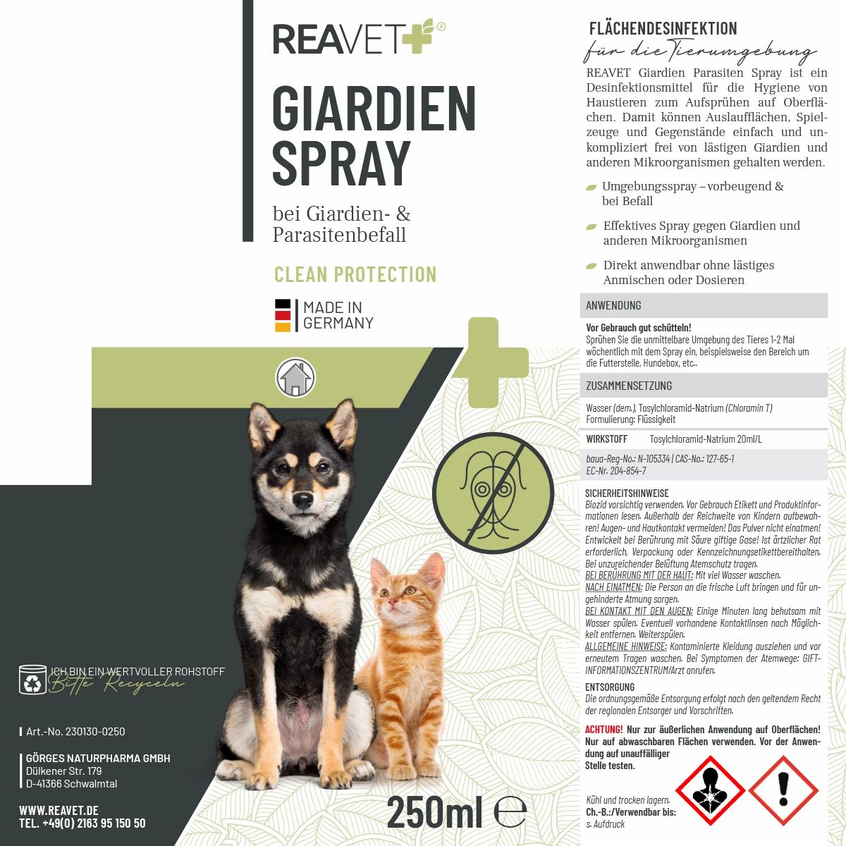 Giardien Spray - ReaVET 250 ml Flüssigkeit