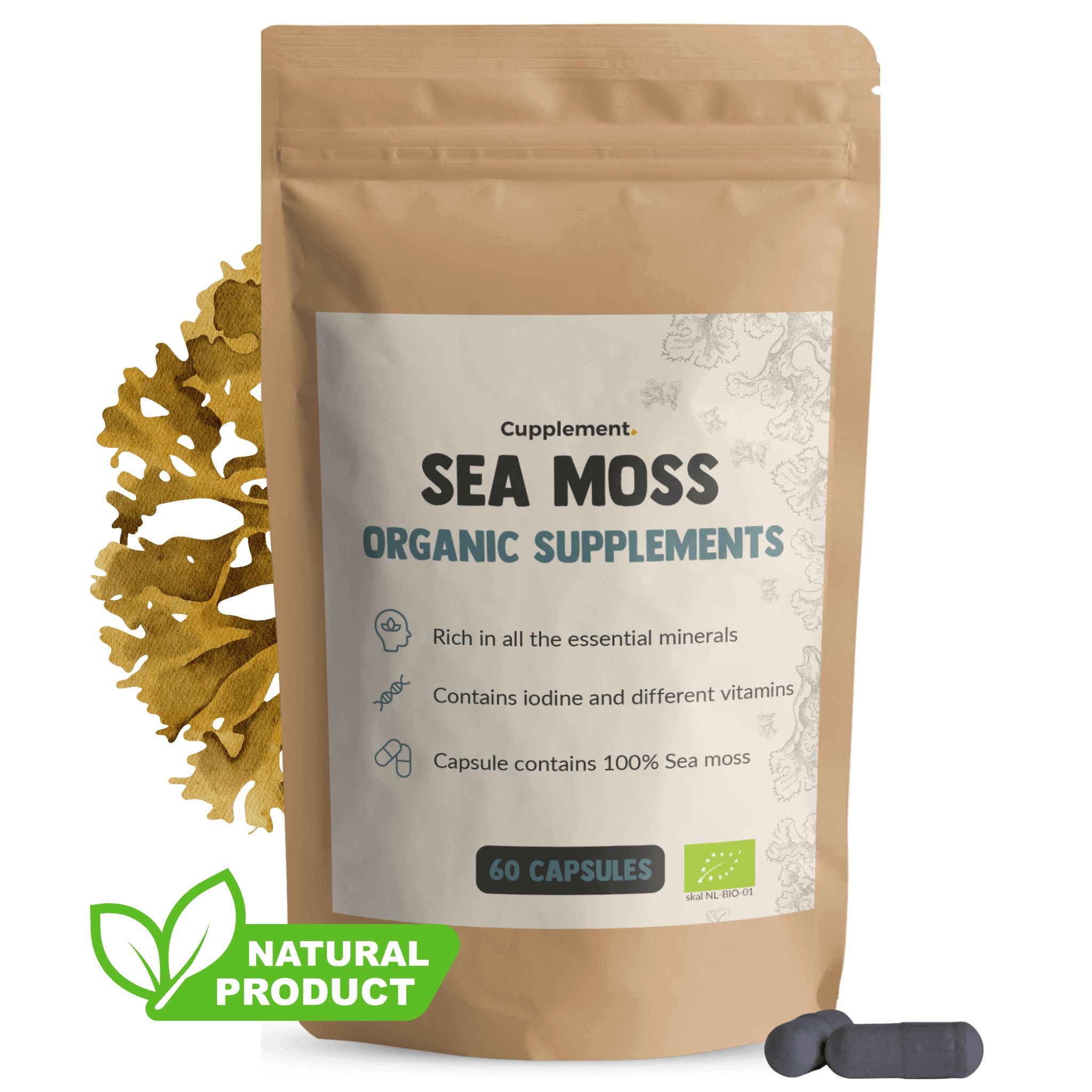 Cupplement - Irisches Meermoos Sea Moss 500 mg BIO 60 St Kapseln