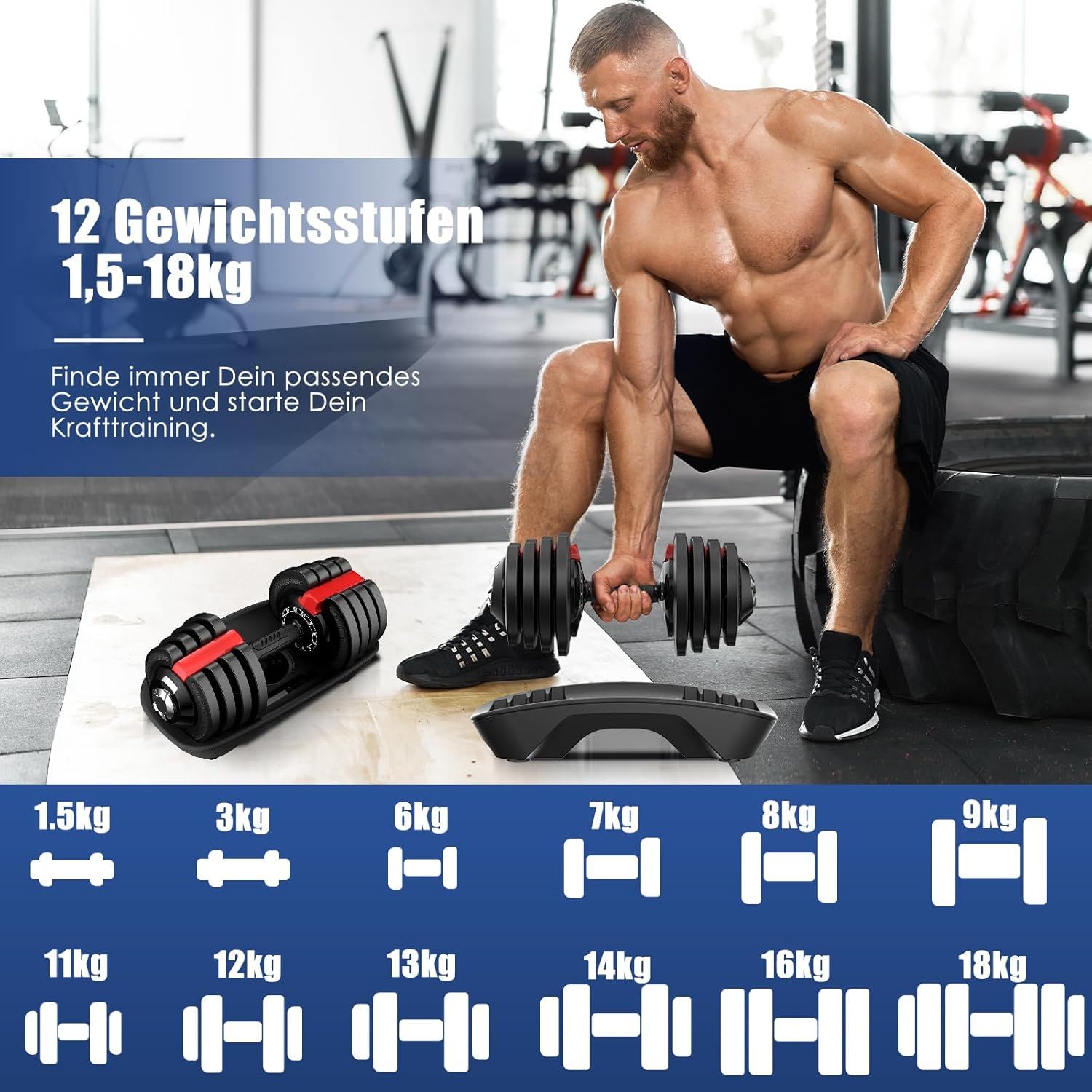 DH FitLife 18kg Verstellbare Hanteln