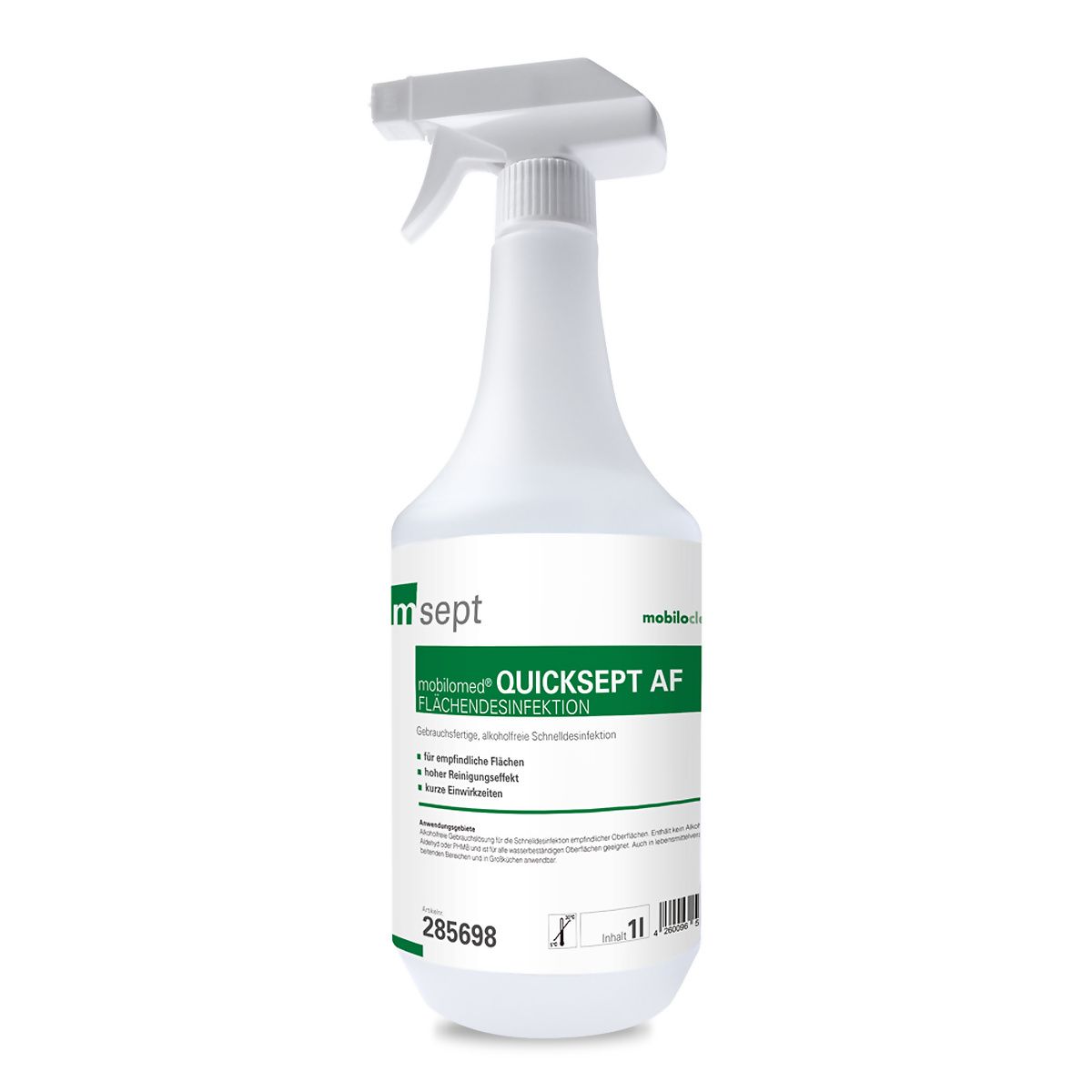 Mobiloclean Quicksept AF 1 L Gebrauchsfertige, alkohlfreie Schnelldesinfektion