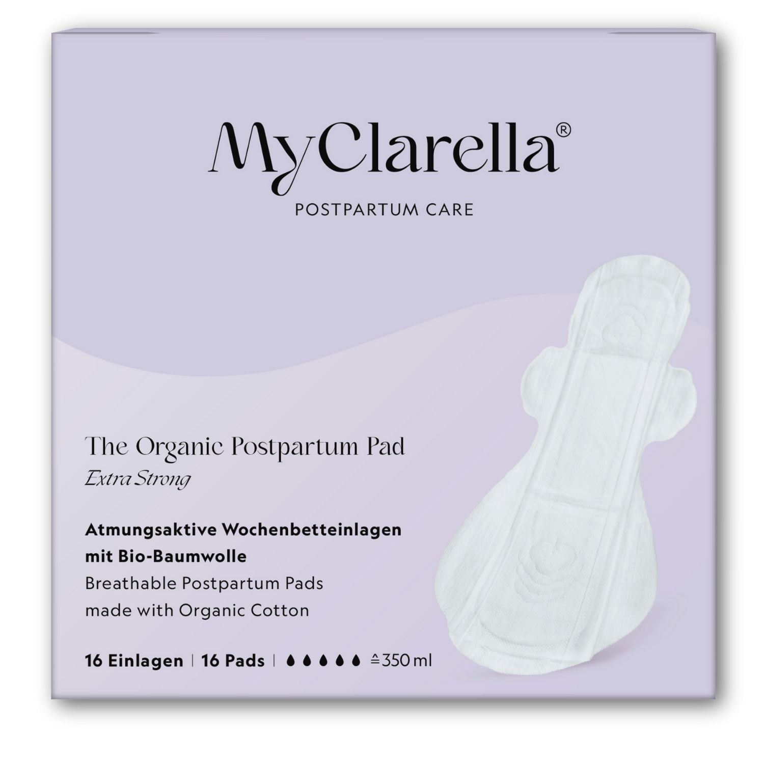 MyClarella® Damenbinden mit Flügeln, extra saugstark & lang, Wochenbett Einlagen