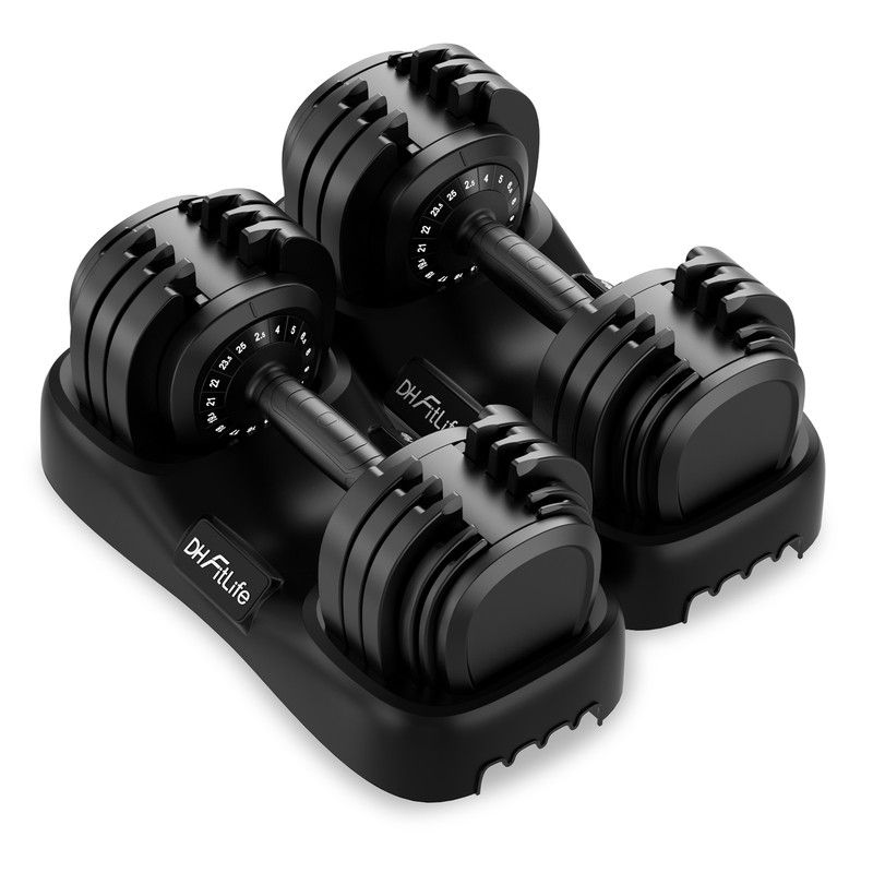 DH FitLife 2,5 bis 25 kg Verstellbare Hanteln mit 18 Gewichtsstufen