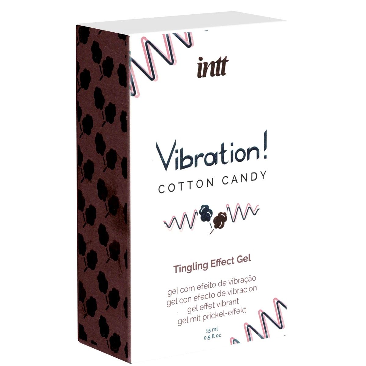 Verpackung mit Produktnamen Vibration! Cotton Candy. Text: Tingling Effect Gel. Volumen: 15 ml.