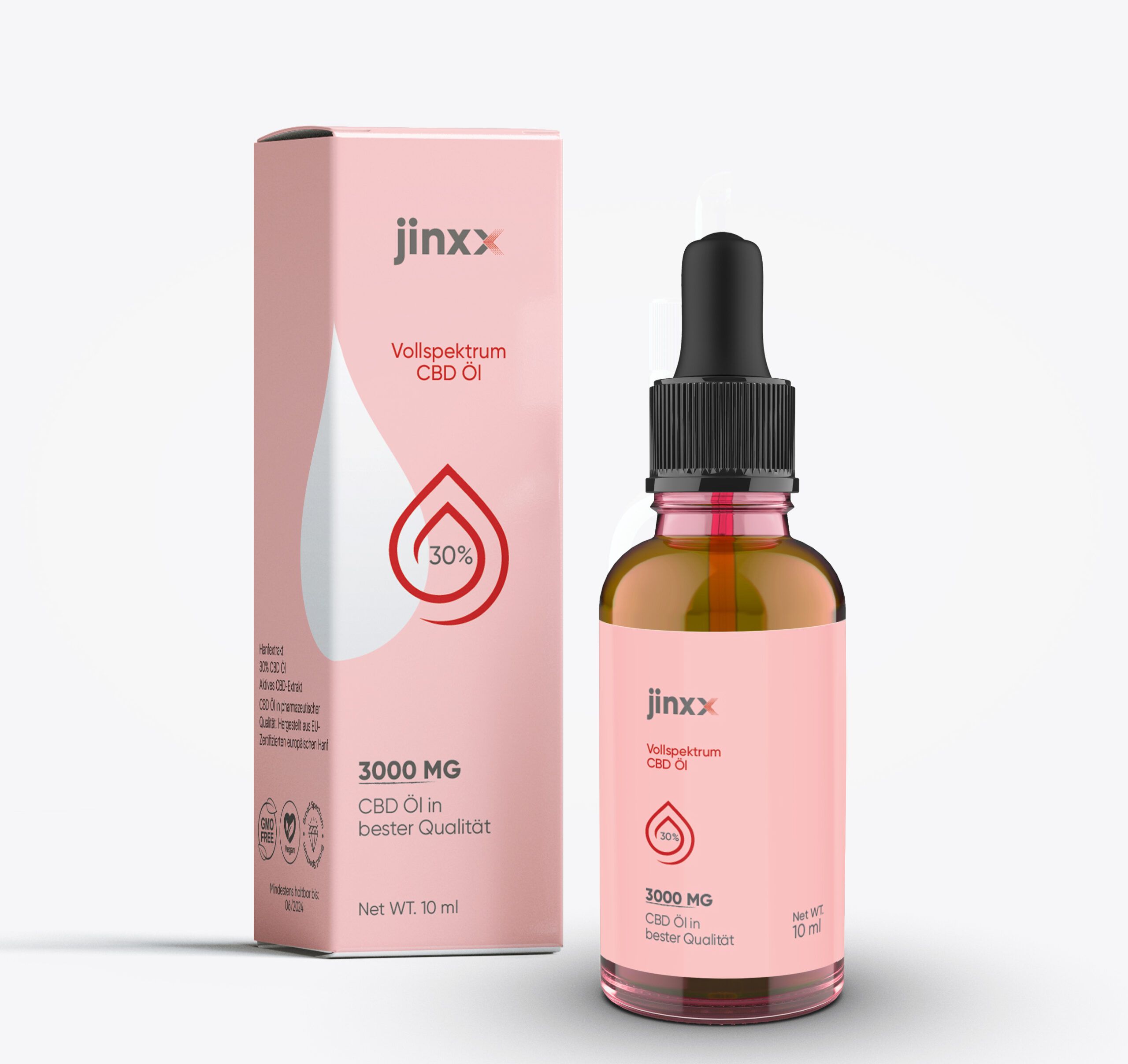 Jinxx - 30% Vollspektrum CBD Öl THC-frei 10 ml Tropfen zum Einnehmen