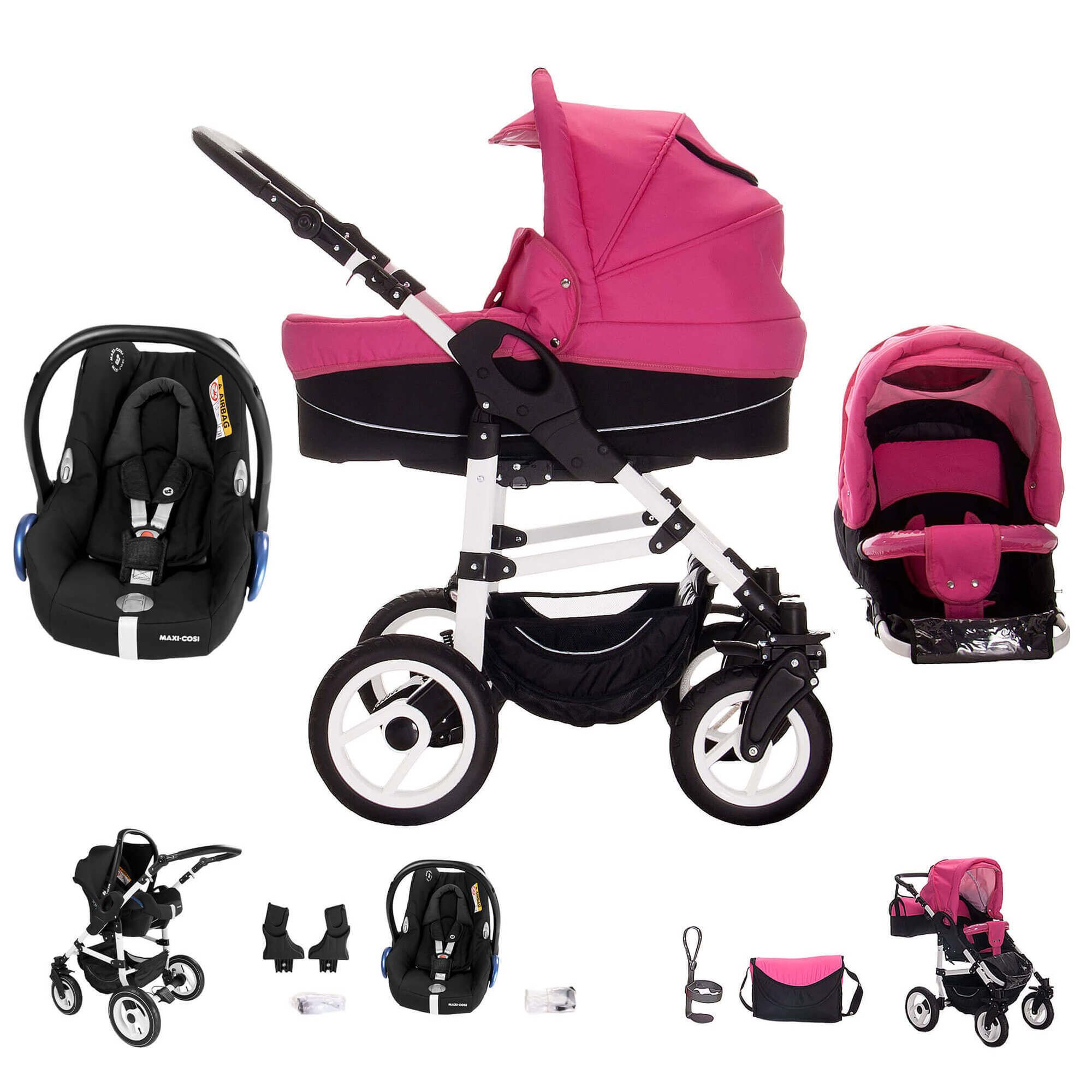 Bebebi Paris 3 in 1 Kinderwagen Set mit Original Maxi Cosi, Luft Élysée