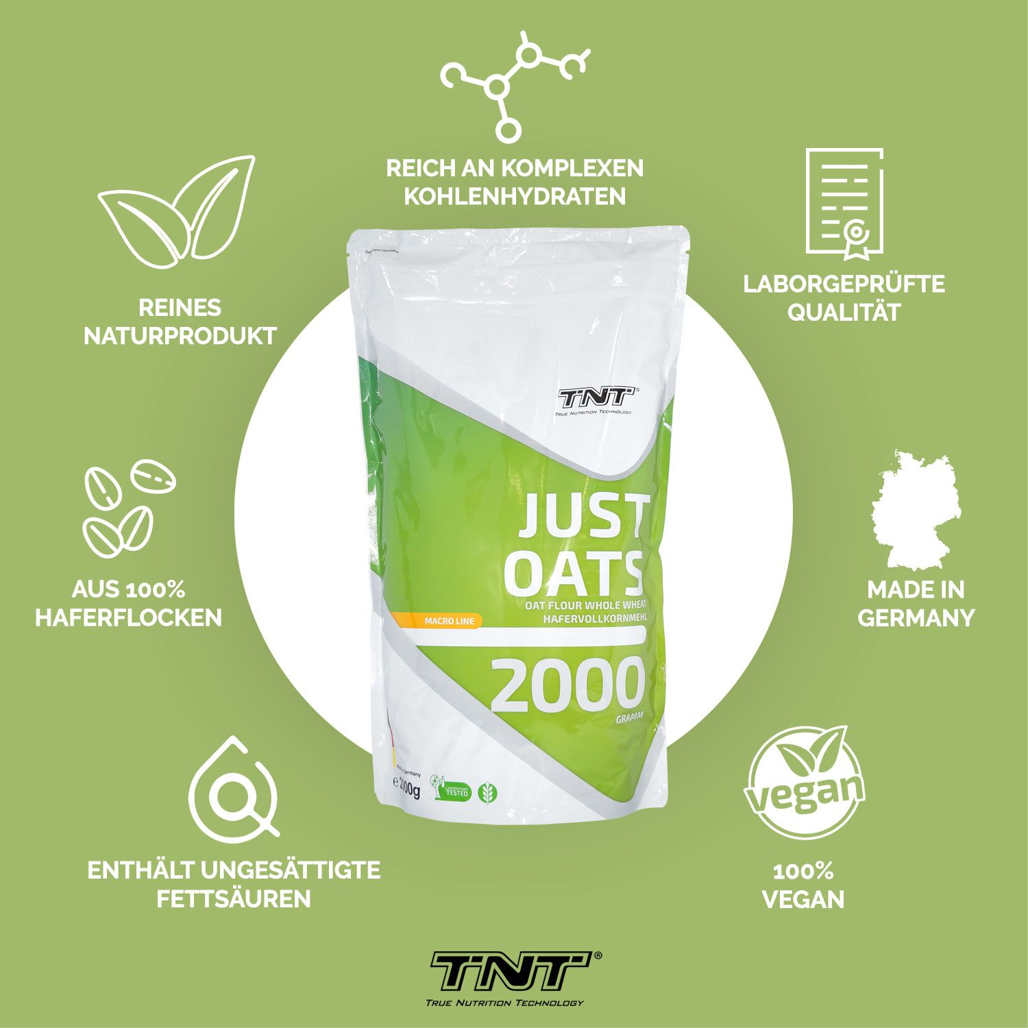 Just Oats - Hafervollkornmehl - Naturprodukt aus reinen Haferflocken - reich an Mikronährstoffen
