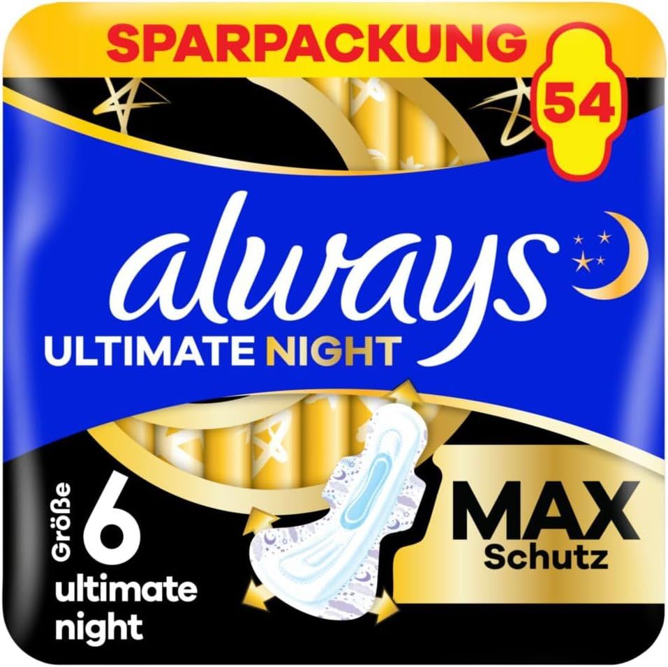 Always Ultimate Night, Größe 6, Sparpackung mit 54 Stück. Max Schutz.