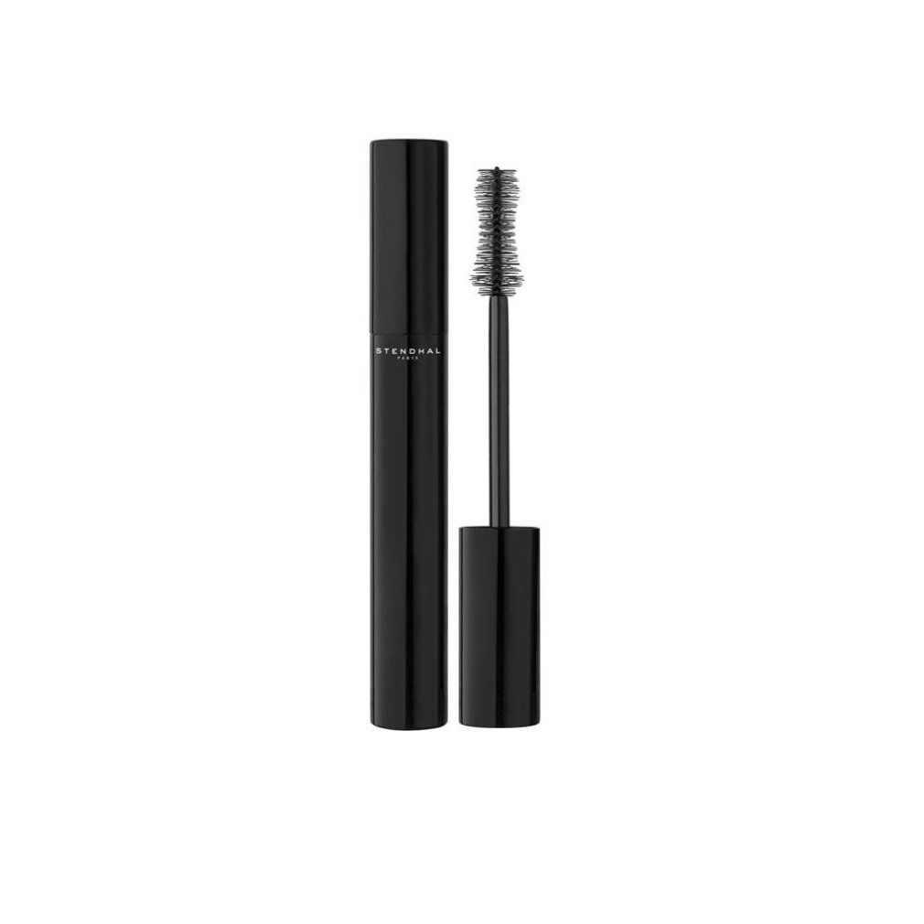 Schwarze Mascara-Tube und Bürste. Auf der Tube steht "STENDHAL PARIS".
