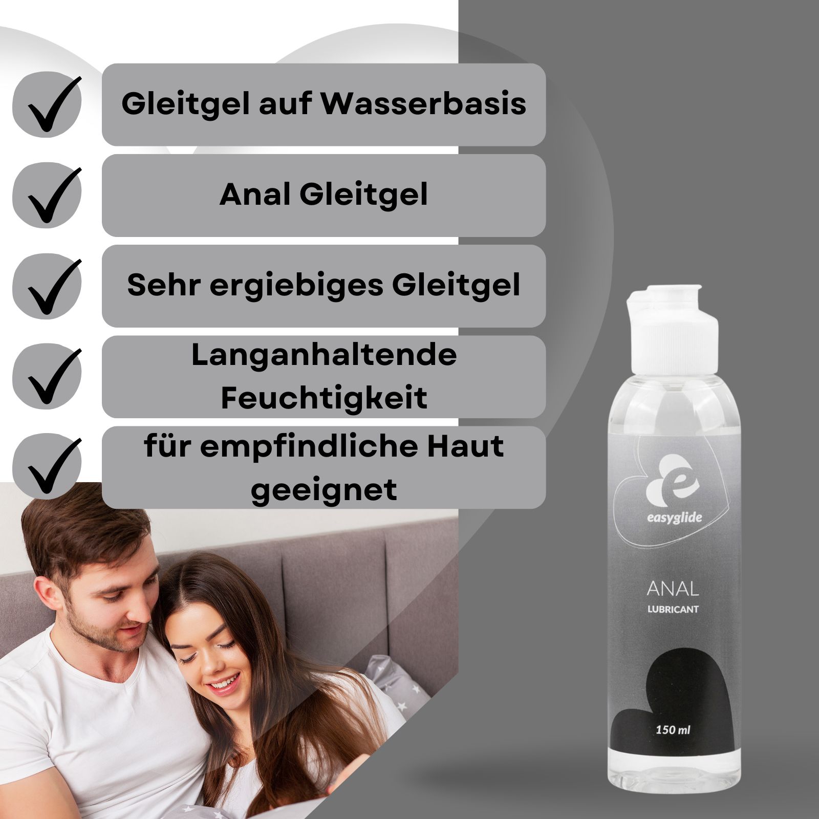 Flasche mit Anal-Gleitgel. 150 ml. Für empfindliche Haut.