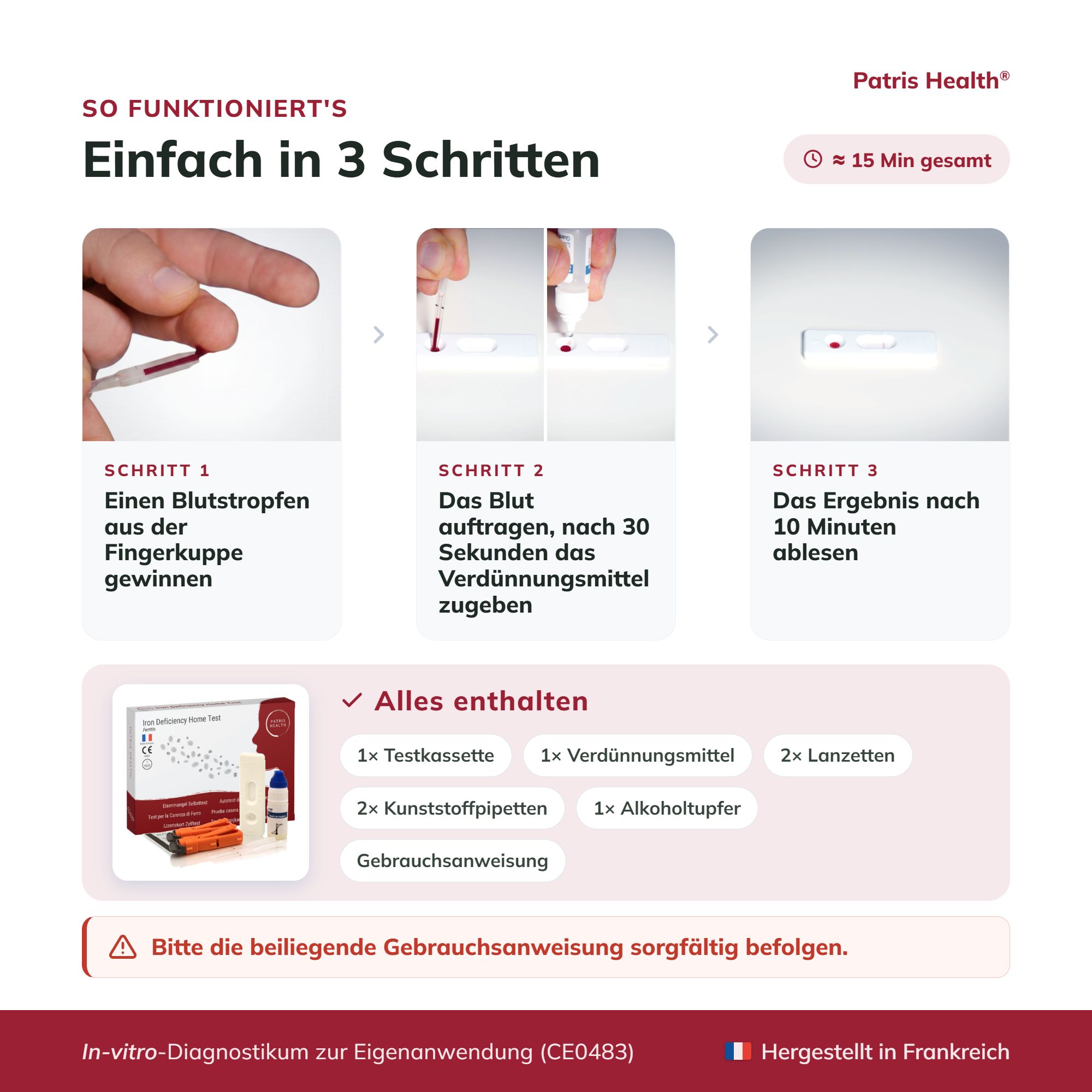 Italienische Version der wichtigsten Fakten zum Eisenmangel Selbsttest.