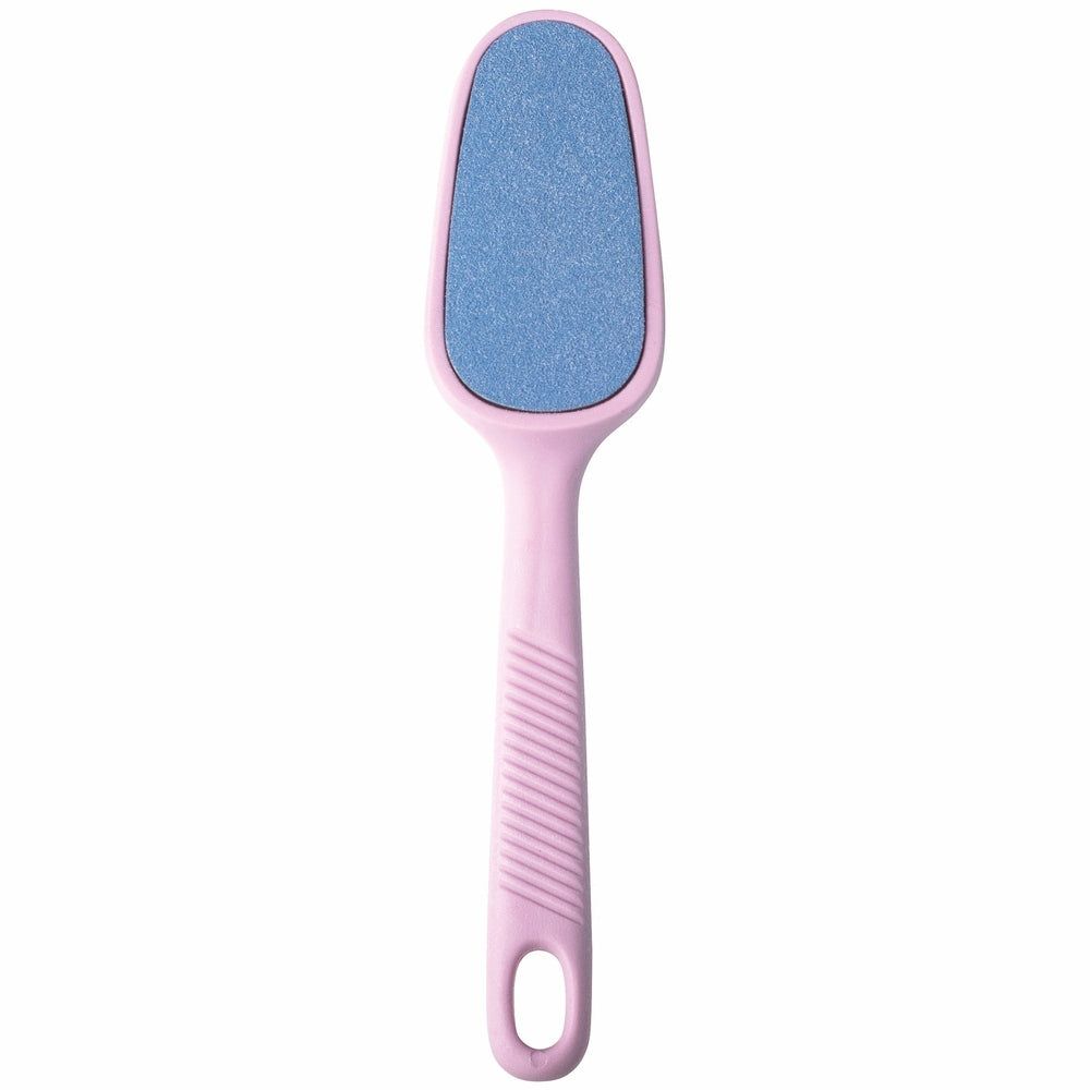 Keramik-Fußfeile mit rosa Griff und blauer Schleiffläche.