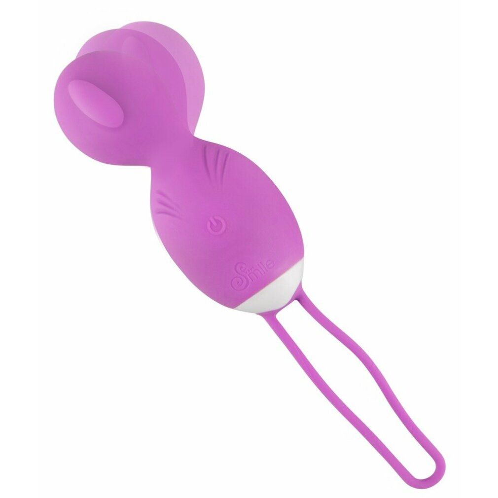 Lila Love Balls mit weißem Akzent und Schlaufe. Produkt in Nahaufnahme, ohne Hintergrund.