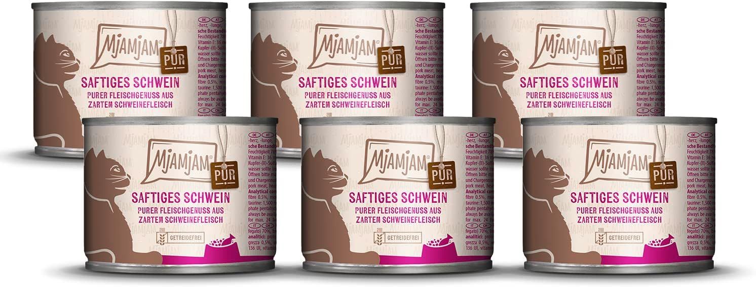 MjAMjAM - Purer Fleischgenuss saftiges Schwein pur 6x200 g Futter