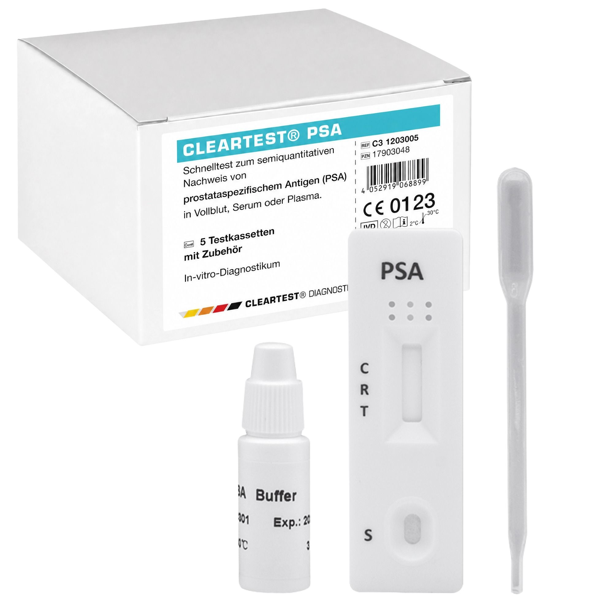 Cleartest PSA-Schnelltest Prostatakrebs-Früherkennung 5 St Kombipackung