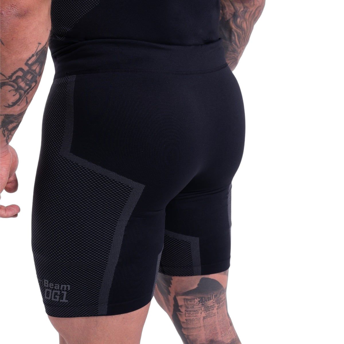 GymBeam Shorts Herren nahtlos Slim mit Kordelzug und Gummizug OG1 Schwarz/Grau