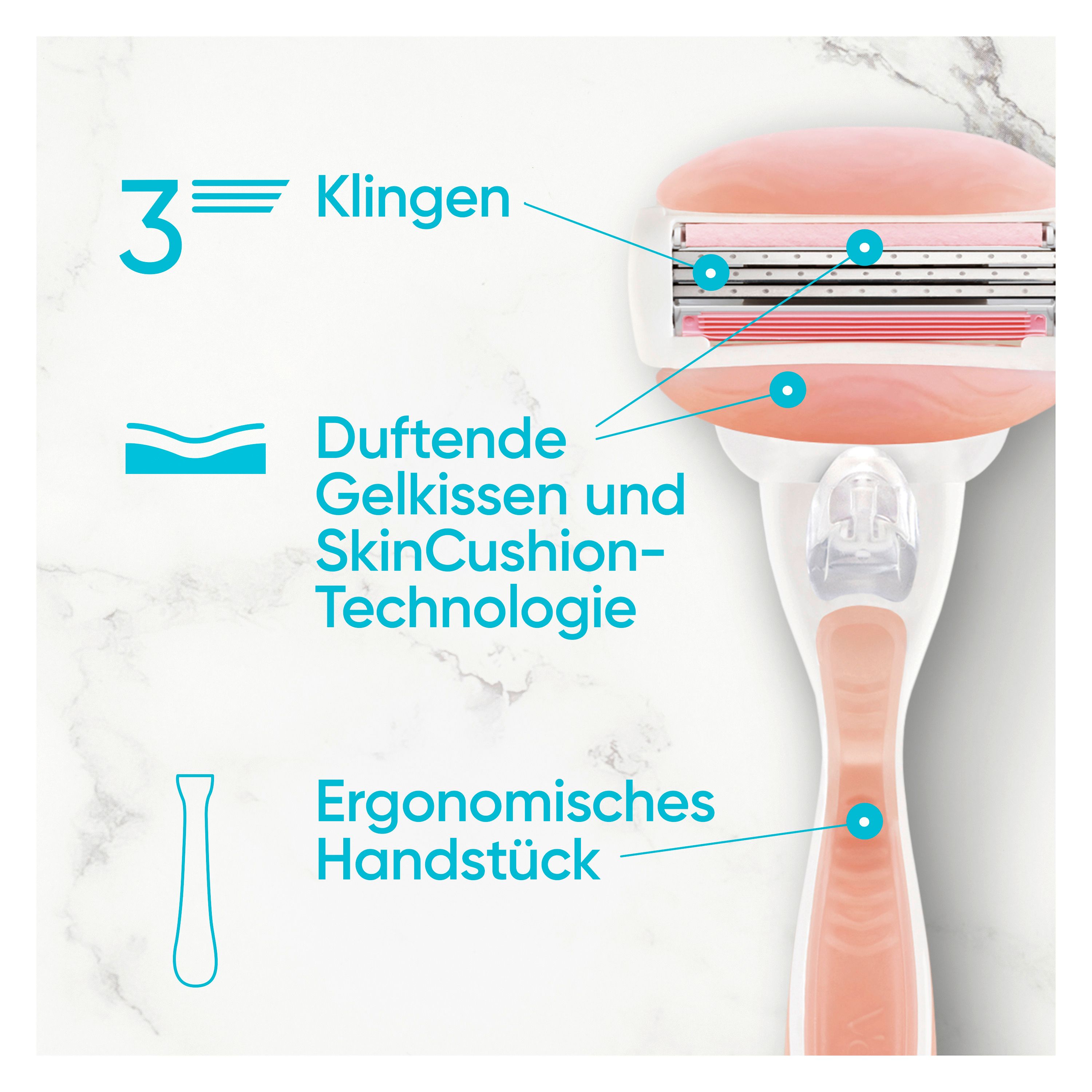 Gillette Venus - Damennassrasierer "Comfortglide Spa Breeze" + 4 Ersatzklingen