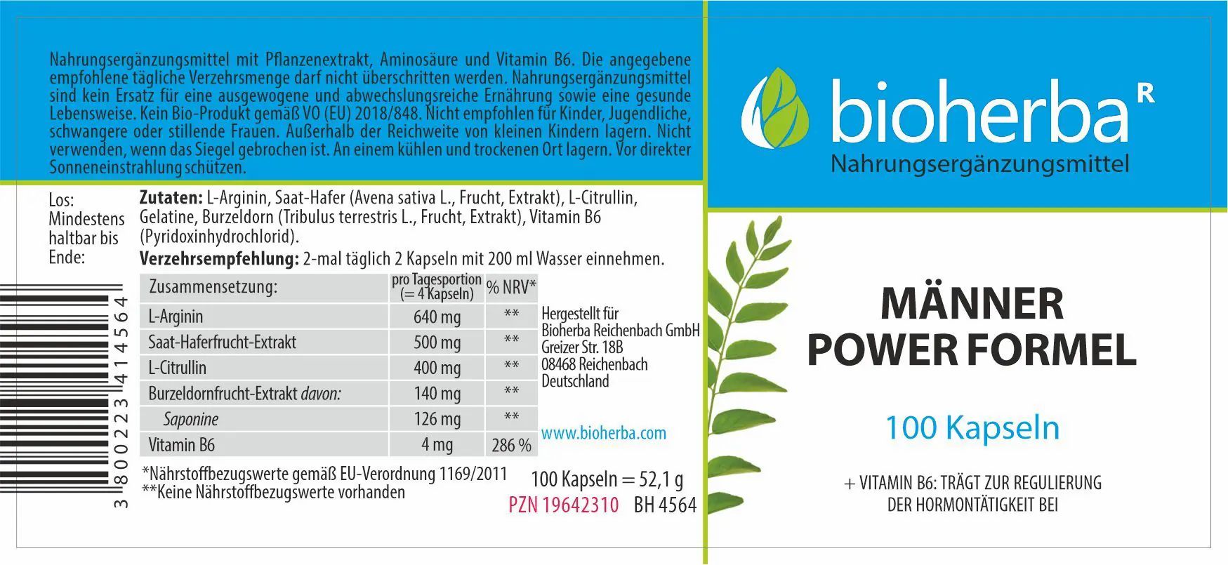 Bioherba Männer Power Formel Kapseln