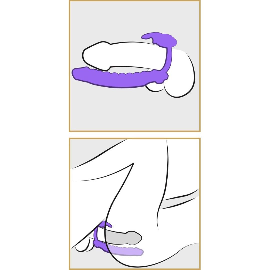 Vibro-Penisring „Double Rabbit“ mit Analdildo | Paartoy mit 3-fach Stimulation | Fetish Fantasy