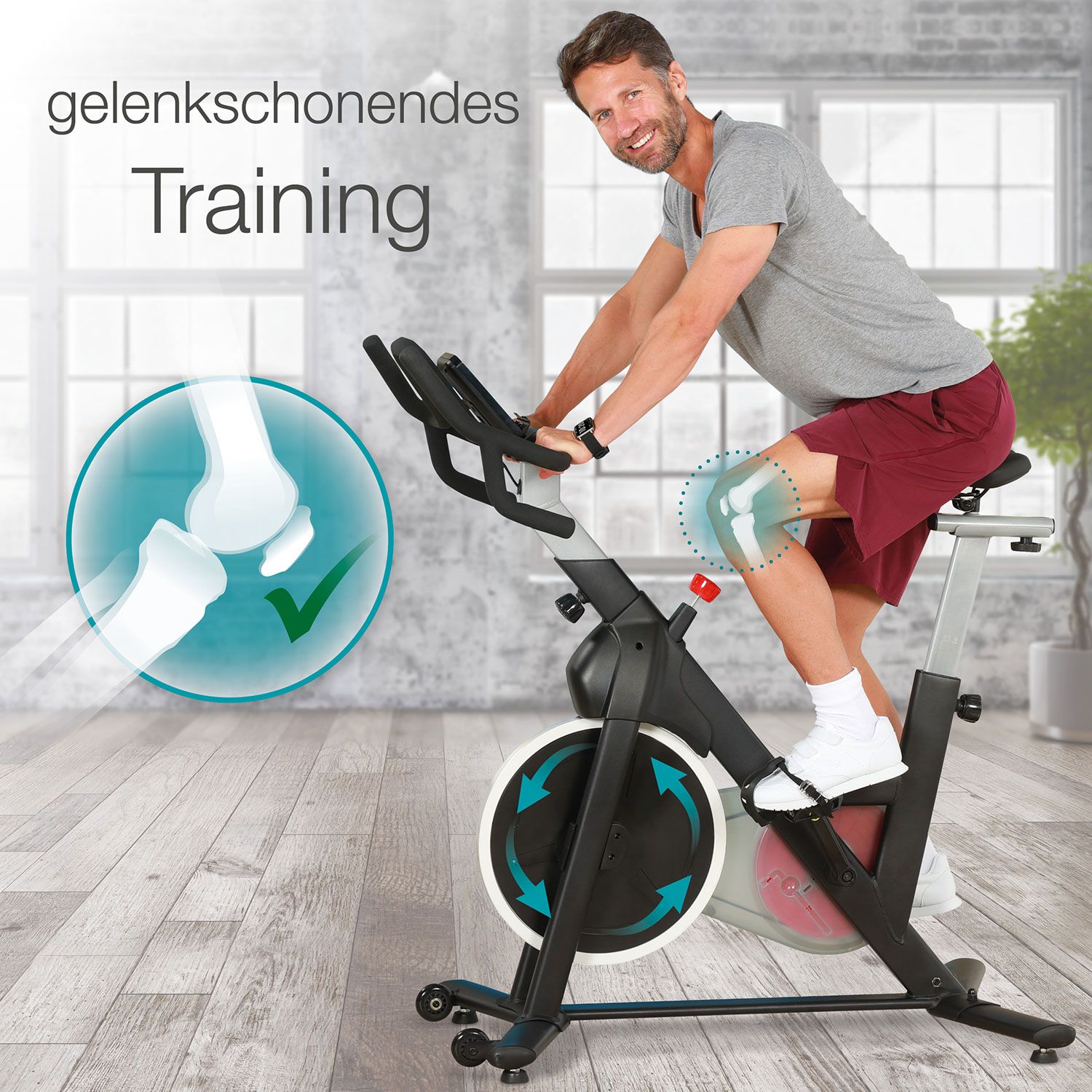 aktivshop Speedbike Indoor bis 110 kg mit Trainingscomputer, Bluetooth und Pulssensoren, Heimtrainer