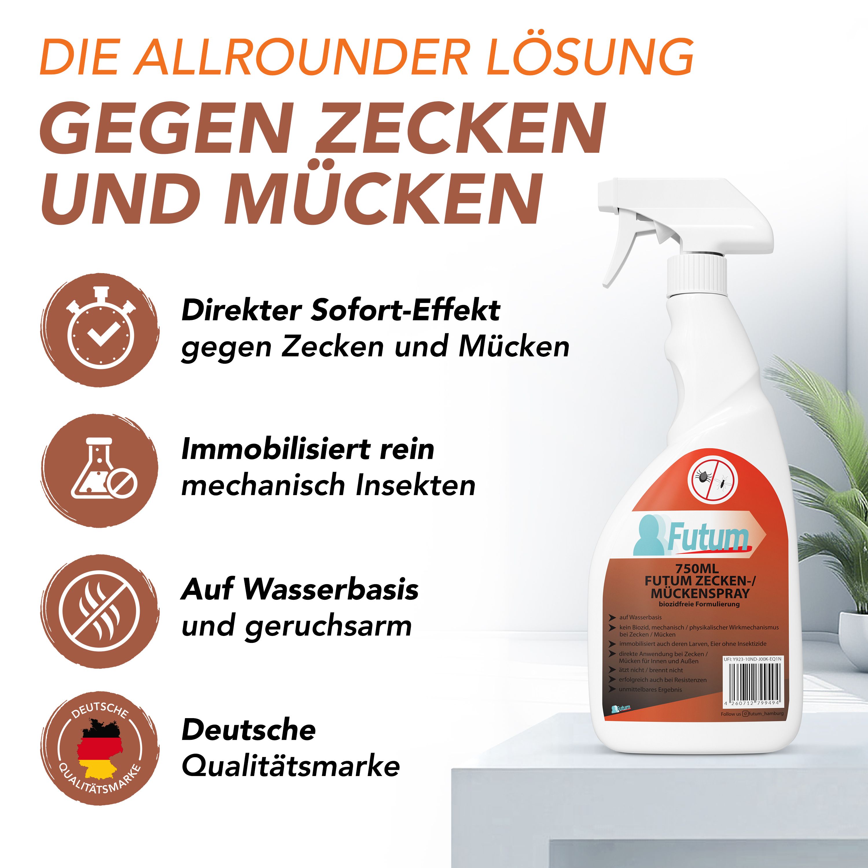 Futum 750ml Zecken- / Mückenspray 750 ml Spray