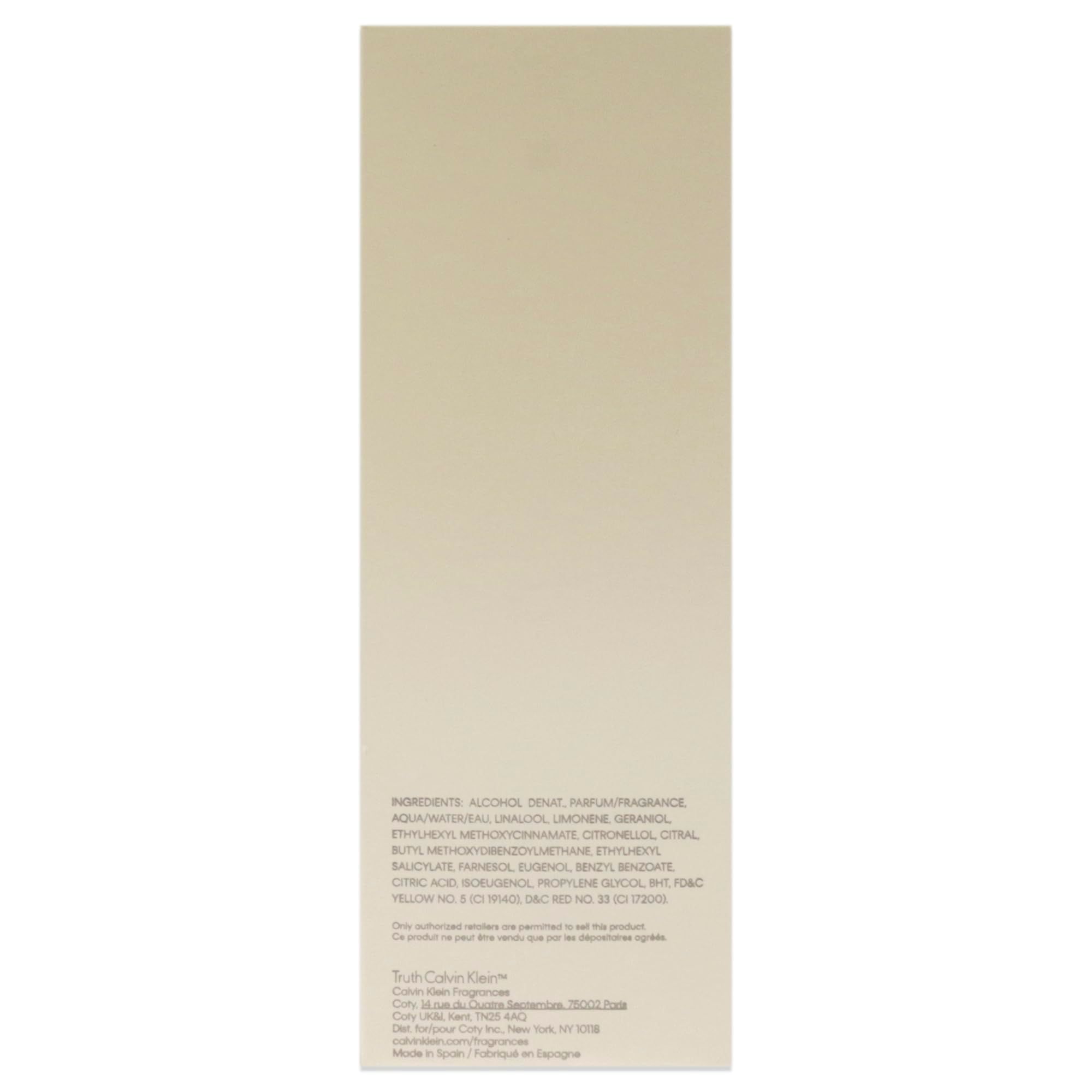 Rückseite der Verpackung. Text mit Inhaltsstoffen und Herstellerinformationen. Beige Hintergrund.