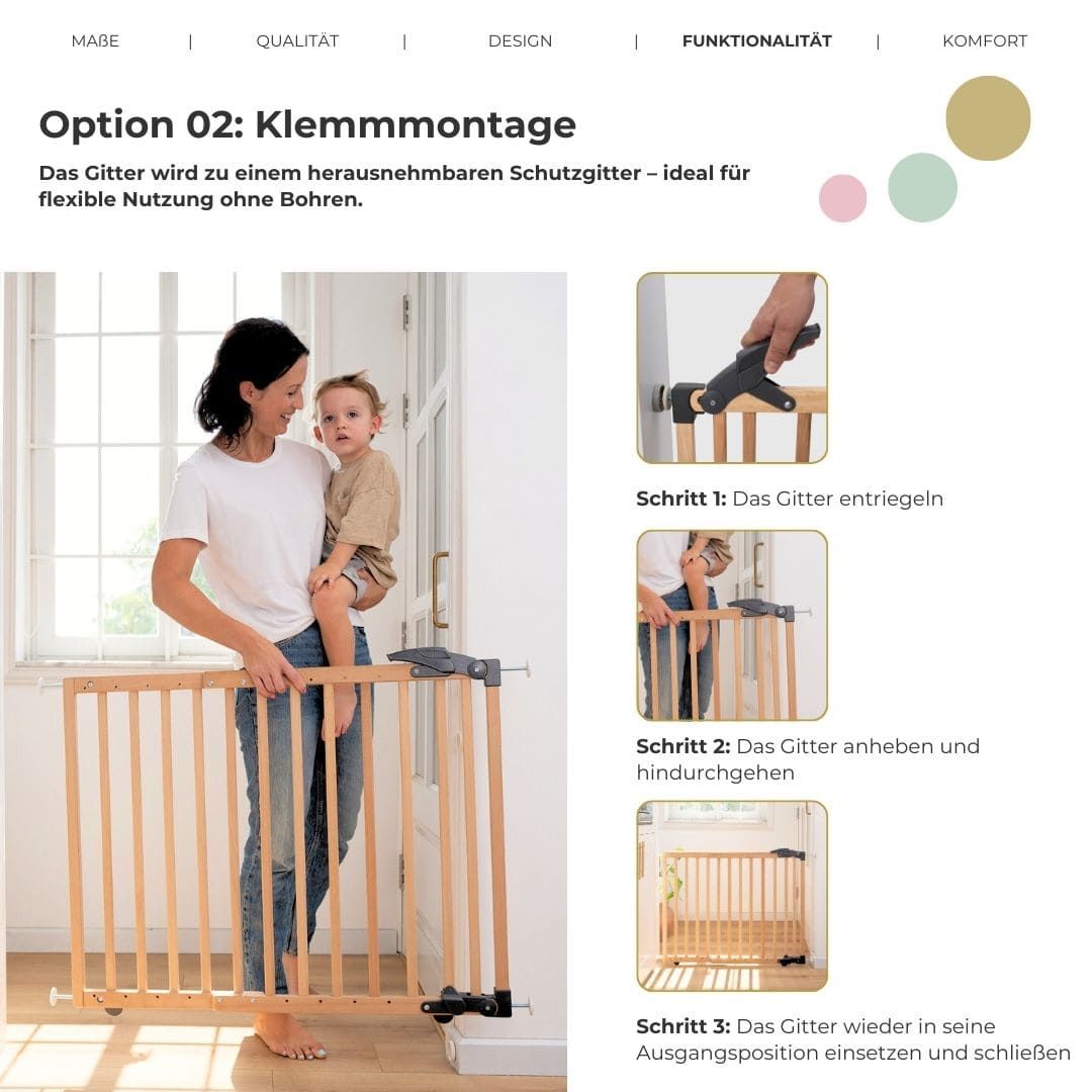 GEUTHER Türschutzgitter Nina 68–102 cm Holz grau