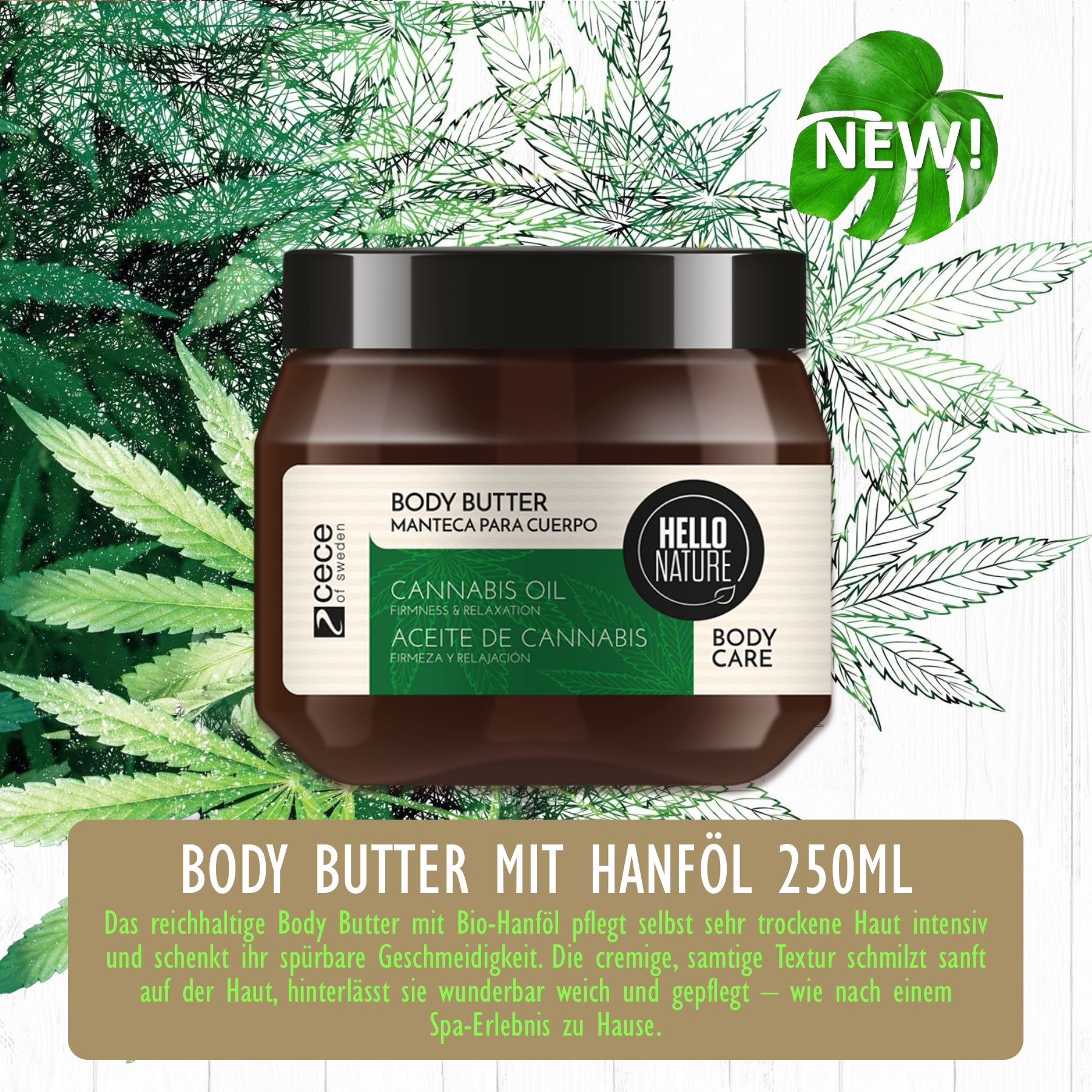 Hello Nature Körperbutter  Body Butter für Hautpflege Cannabis Hanföl