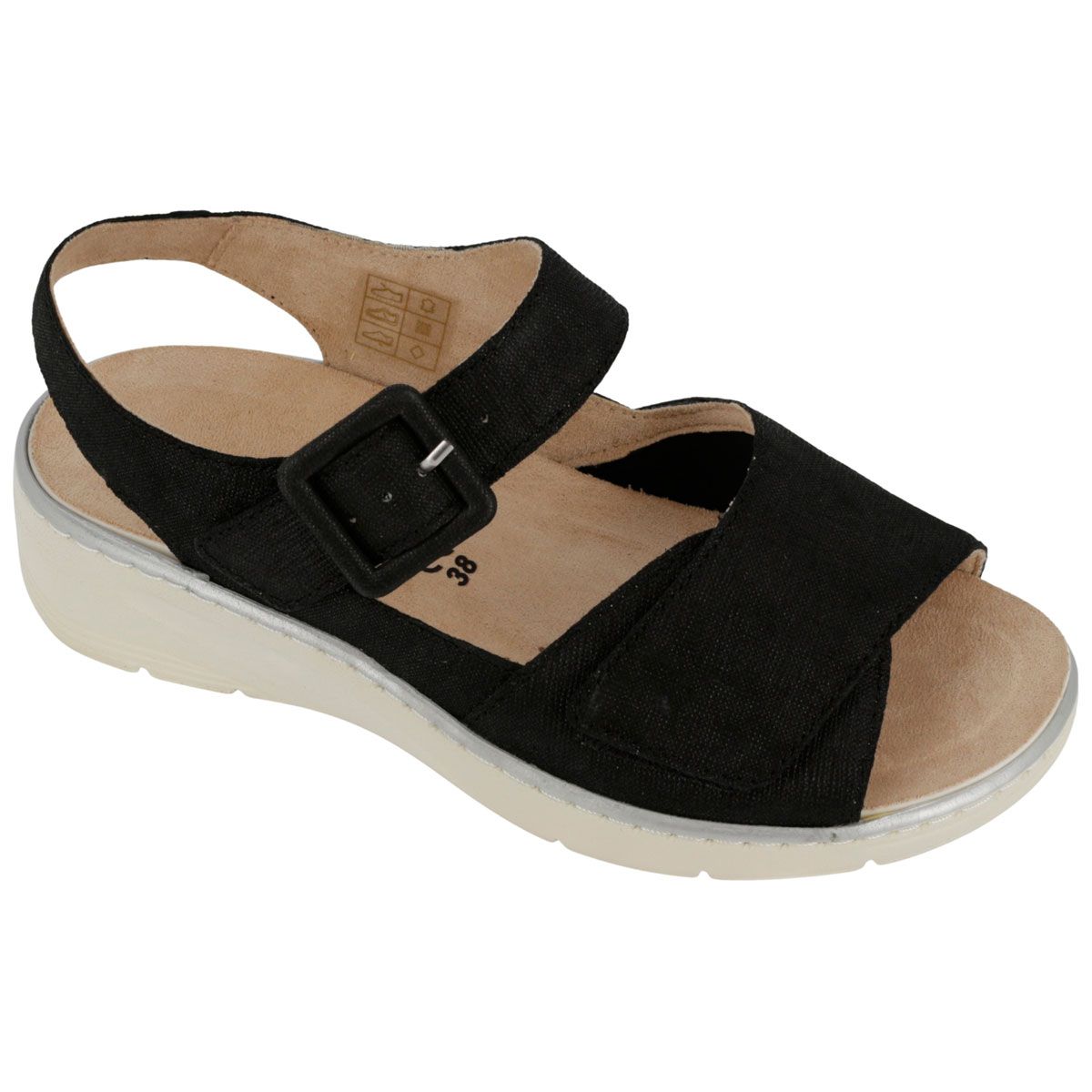 Hergos H5801 - Sandalo in pelle e tessuto elasticizzato con plantare estraibile