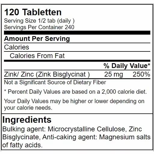 GN Zinc Bisglycinate Health Line 100 g Lutschtabletten