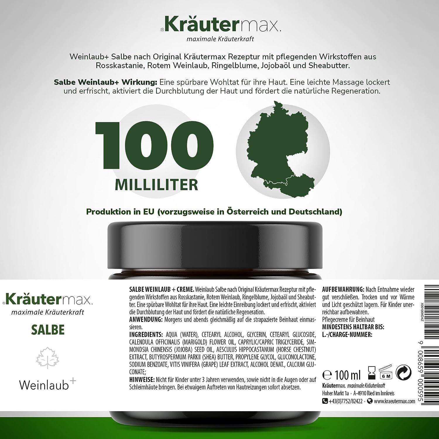 Kräutermax Salbe Weinlaub plus Creme 100 ml