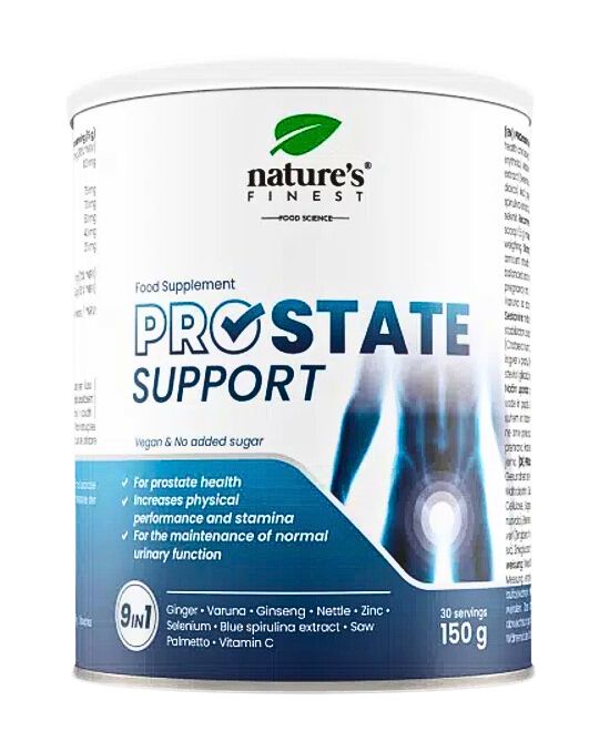 Dose Prostate Support von Nature's Finest. Nahrungsergänzungsmittel. 150g, 30 Portionen. Vegan & zuckerfrei.