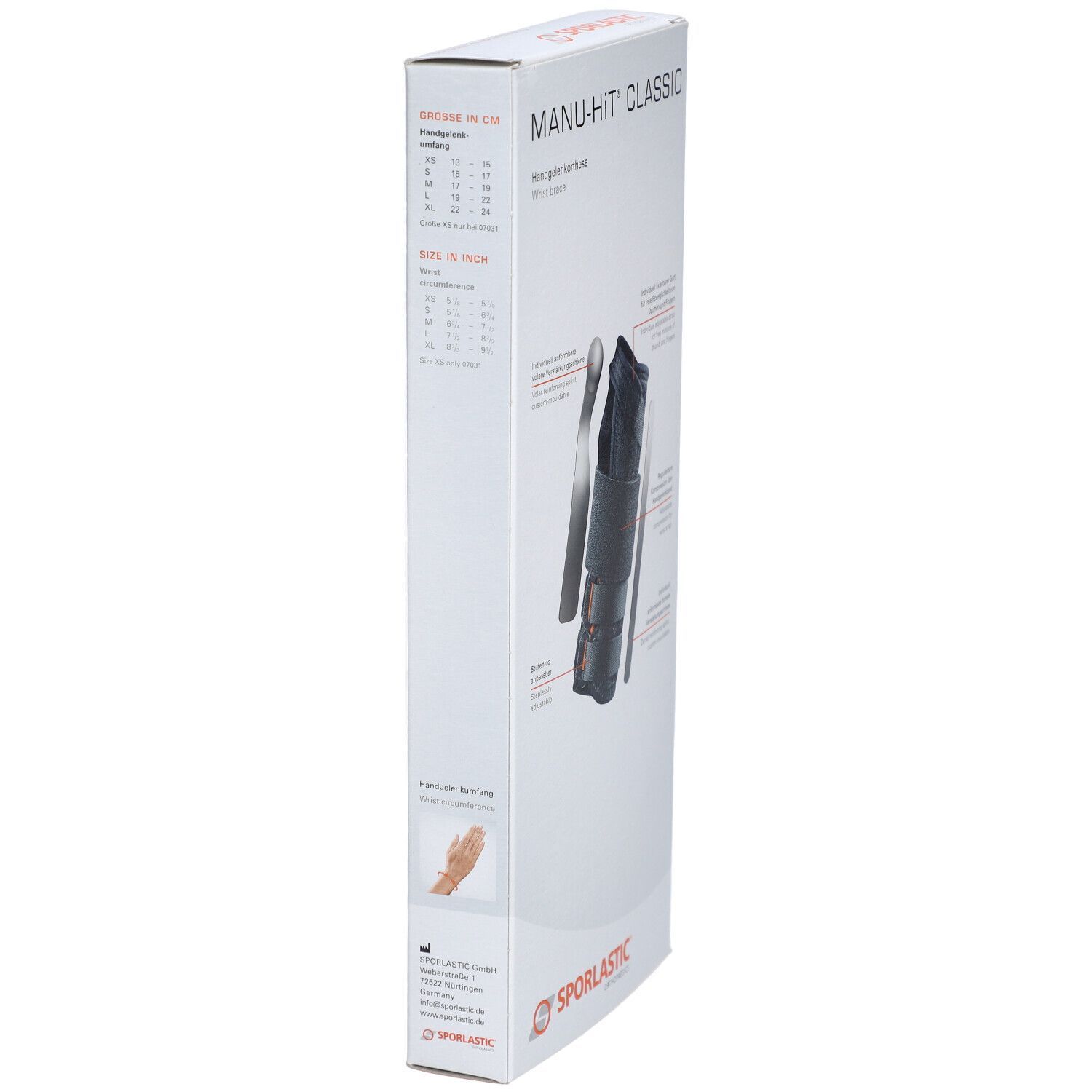 MANU-HiT® Handgelenkorthese links Gr.XS schwarz