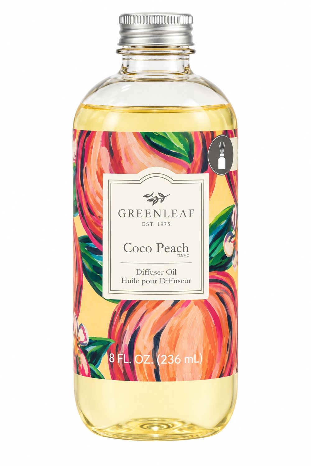 Greenleaf Coco Peach Raumduft Diffuser Öl Pfirsich, Kokosnuss & Sandelholz inkl. weißen Duftstäbchen 236 ml