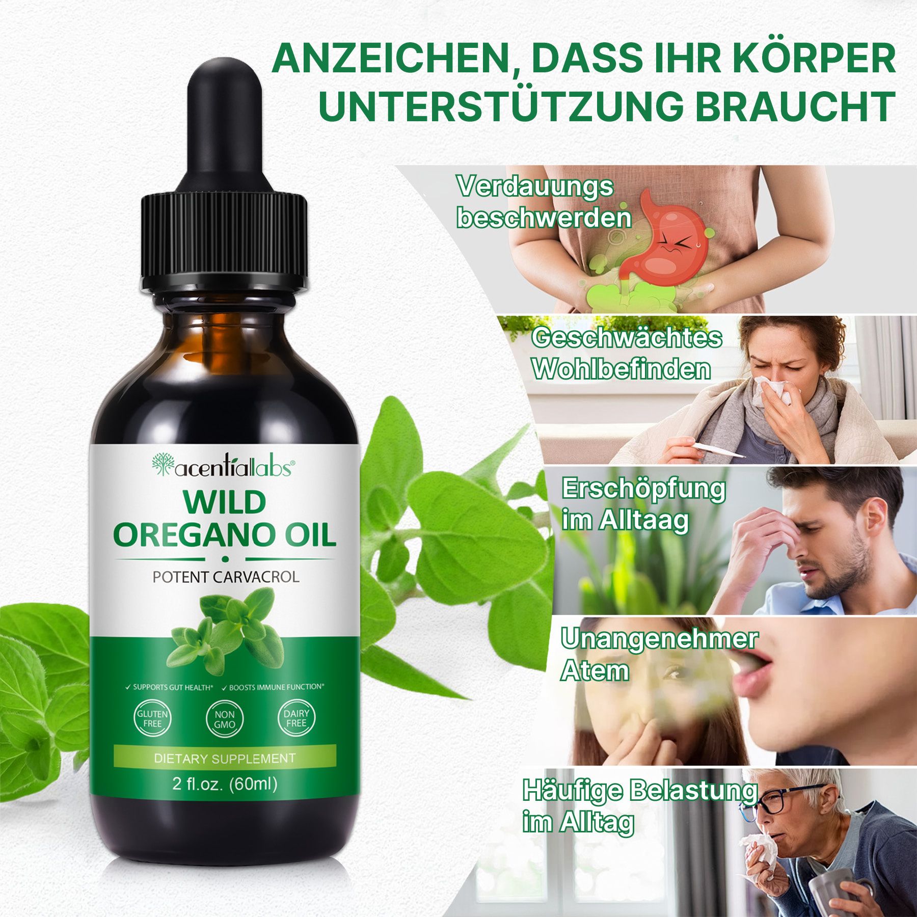ALIVER Wildes Oregano Öl Liquid Tropfen mit Carvacrol Vegan Natur