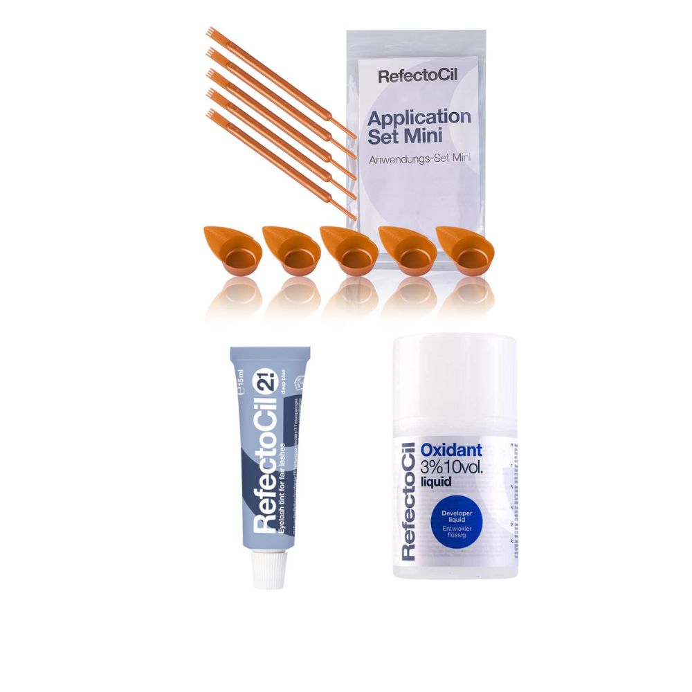 Refectocil Wimpernfarbe tiefblau 2.1 & Refectocil Oxidant flüssig 3% & Mini-Anwendungs Set