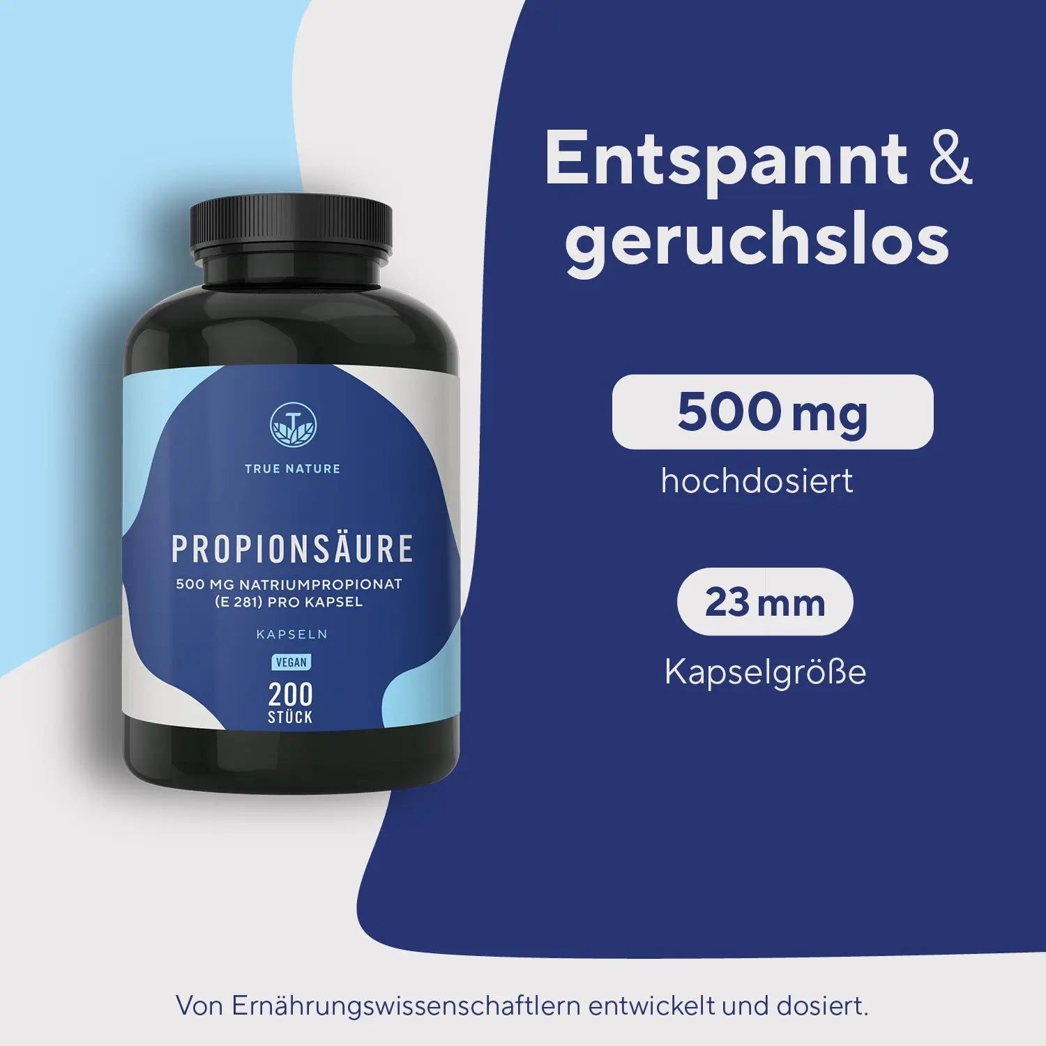 True Nature® Propionsäure Kapseln mit Natriumpropionat - Vegan & Made in Germany 3x200 St