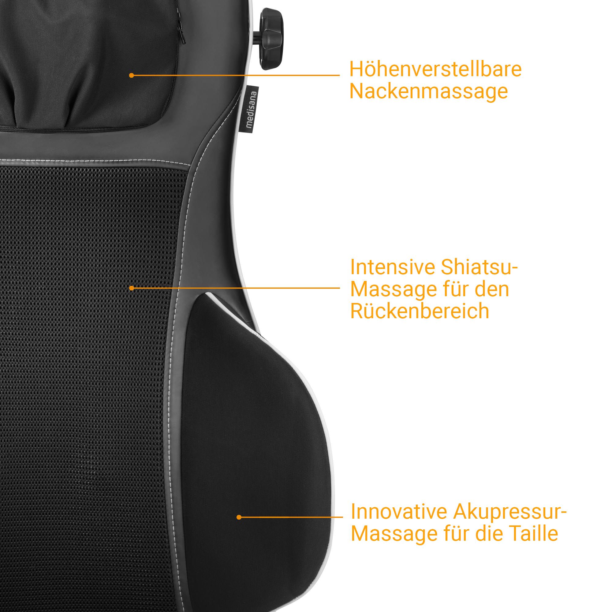 Shiatsu-Massagesitzauflage mit verstellbarer Nackenmassage und Rückenmassage.