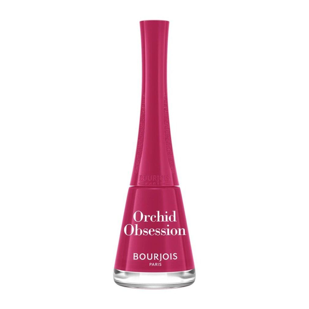 Nagellackflasche, pink, mit Schriftzug "Orchid Obsession" und "Bourjois Paris".