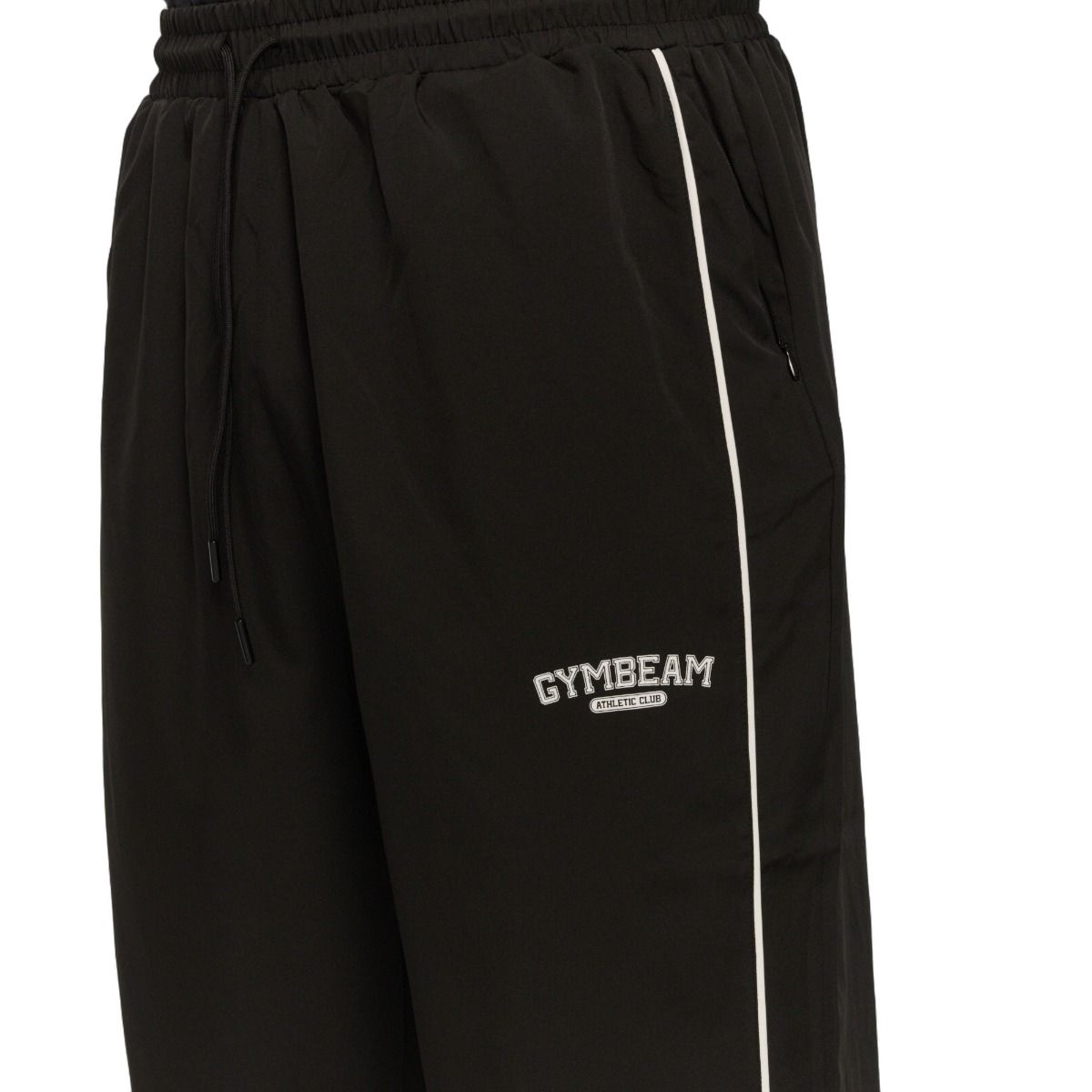 Schwarze Herren-Jogginghose mit seitlichem weißen Streifen und Logo.