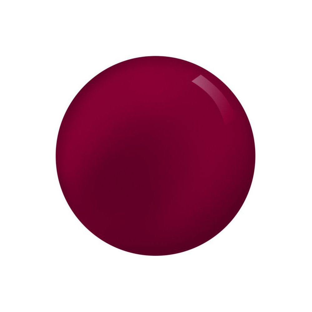 Runder, glänzender, dunkelroter Nagellack. Keine Beschriftung sichtbar.