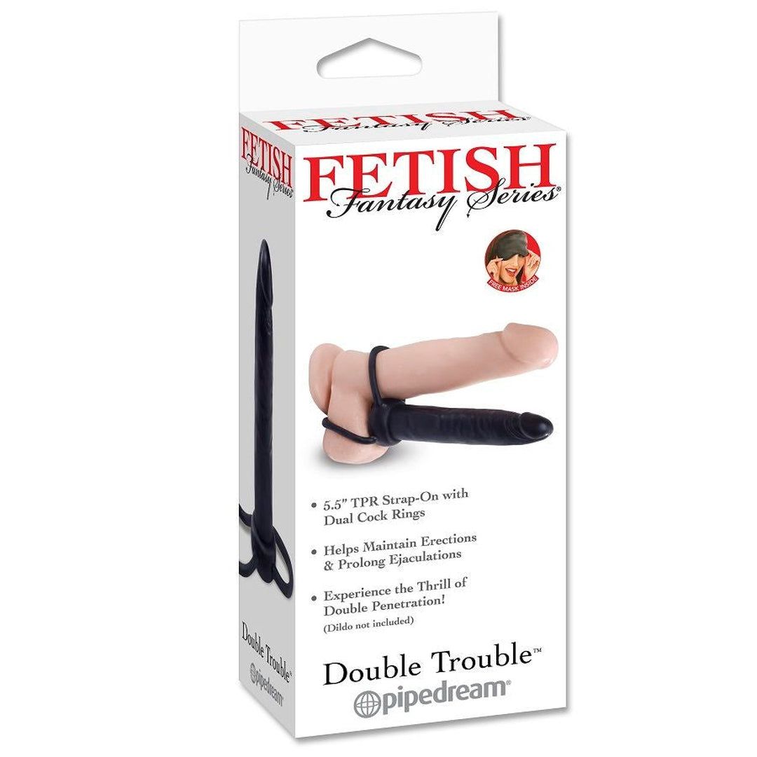 Umschnalldildo "Double Trouble" mit Penis- und Hodenring | Verlängert Ejakulationen | FETISH FANTASY